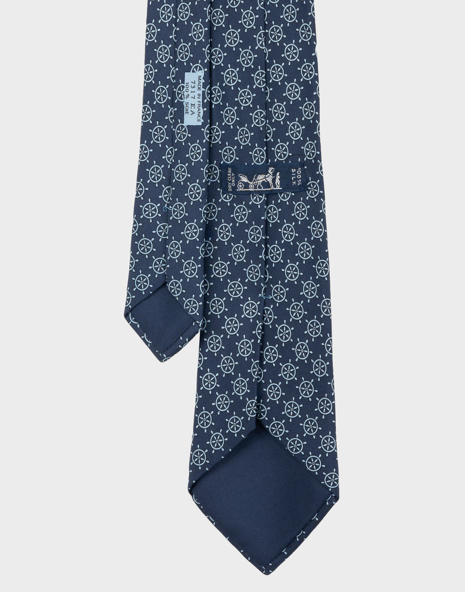Hermes - 80s blue tie with steering wheel pattern - Image 3