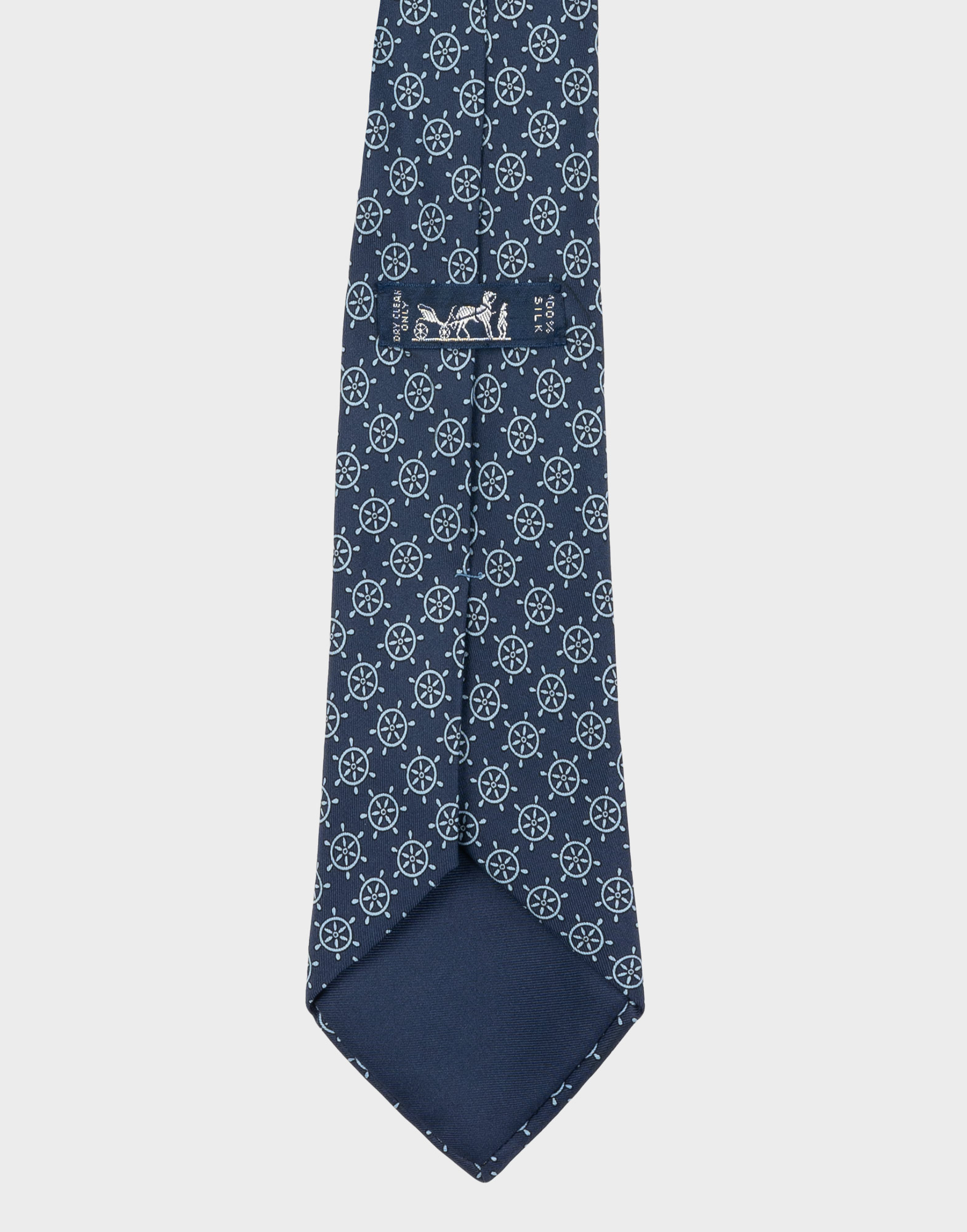 Hermes - 80s blue tie with steering wheel pattern - Image 4