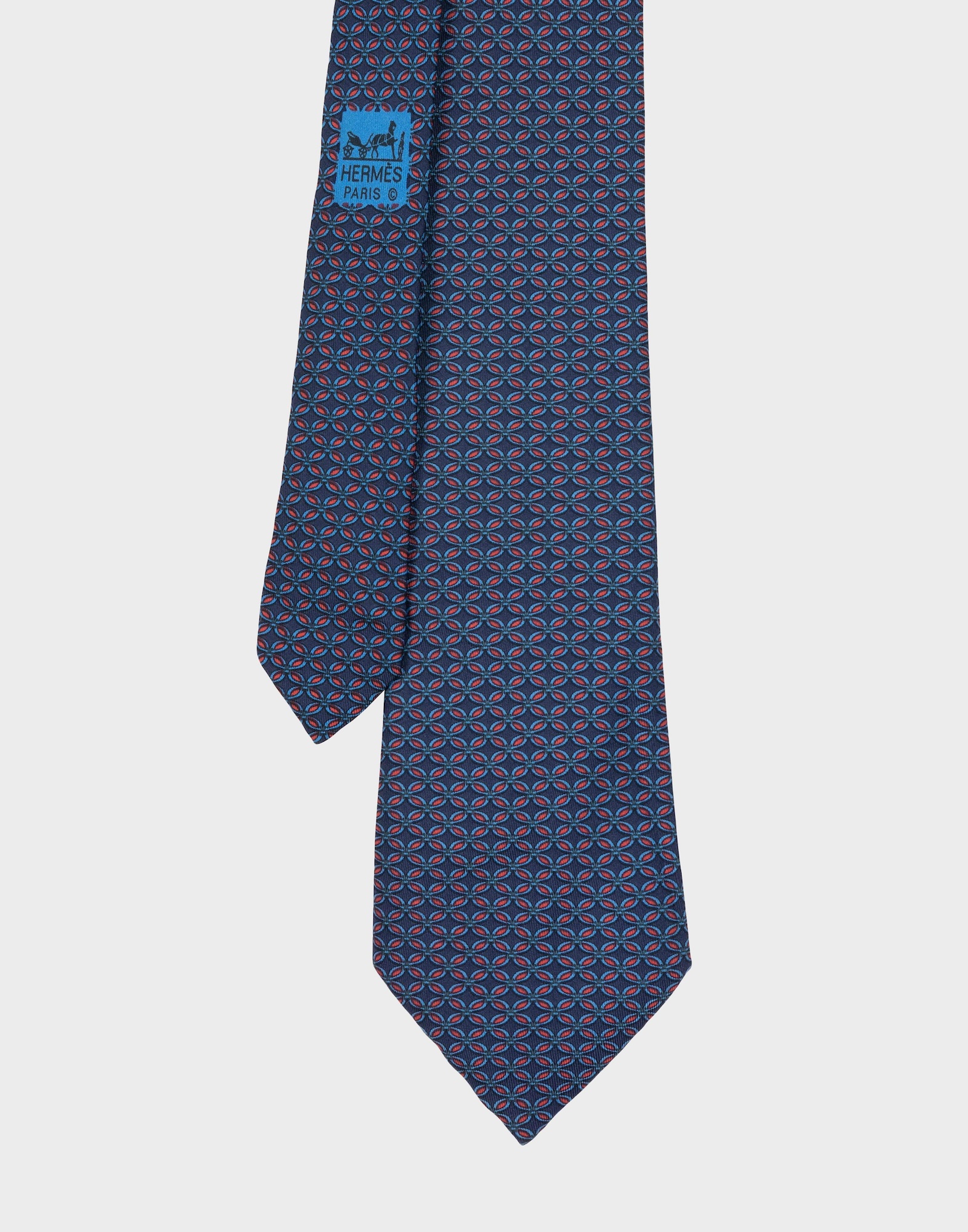 Hermes - Blue and red geometric pattern tie - Image 2