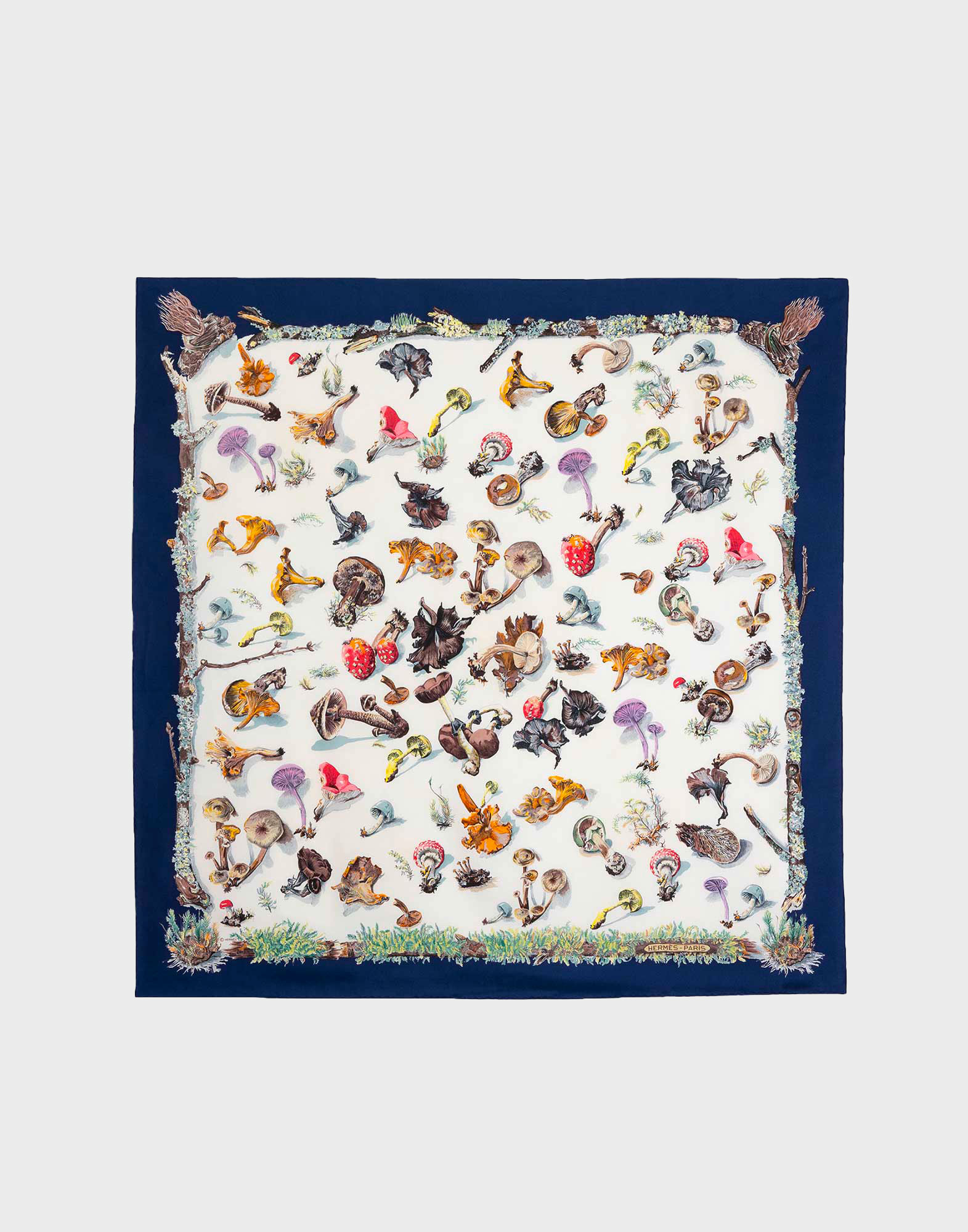 Hermes - 'Champignons' 80s silk scarf
