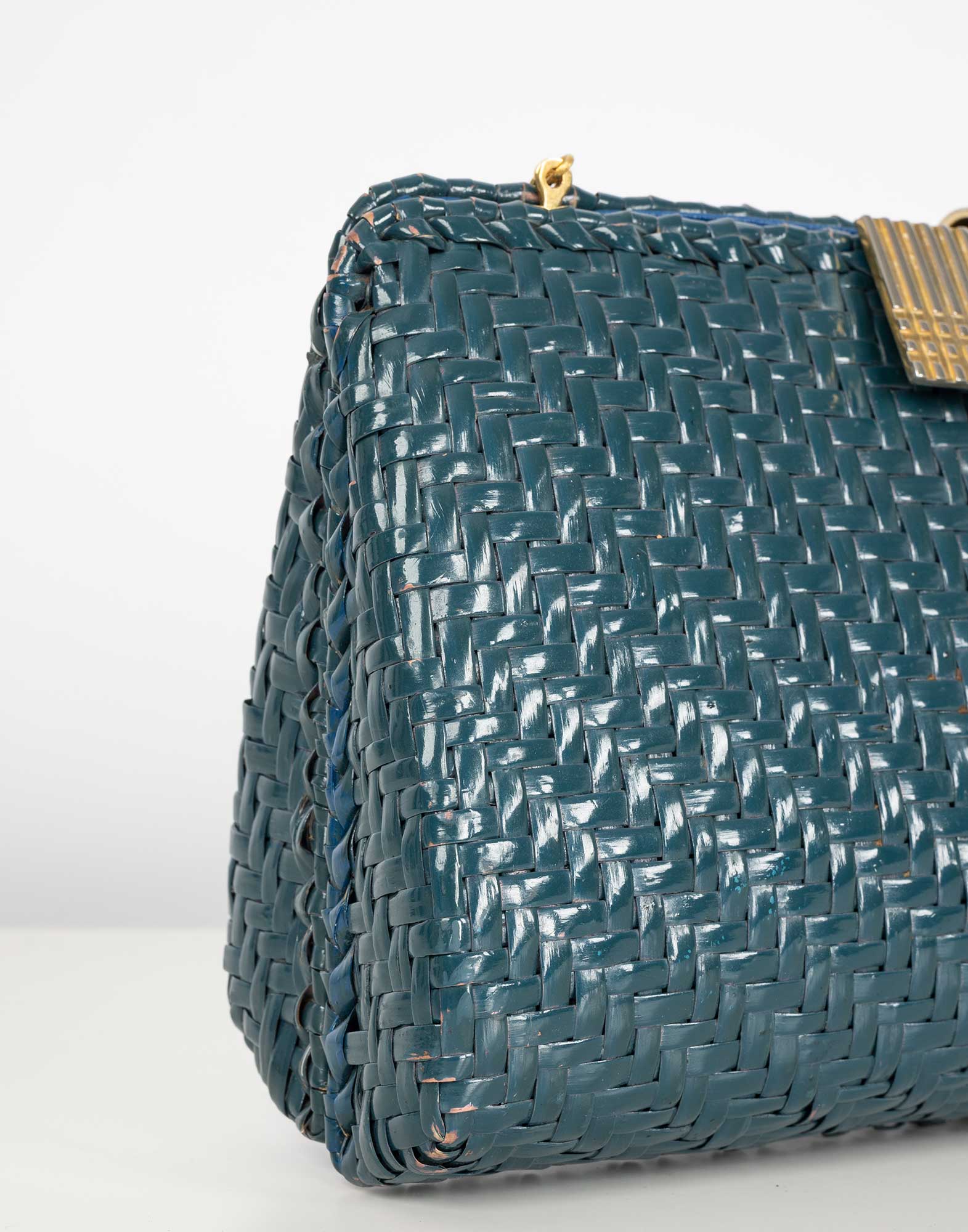 Rodo - Blue 80s wicker bag - Image 7