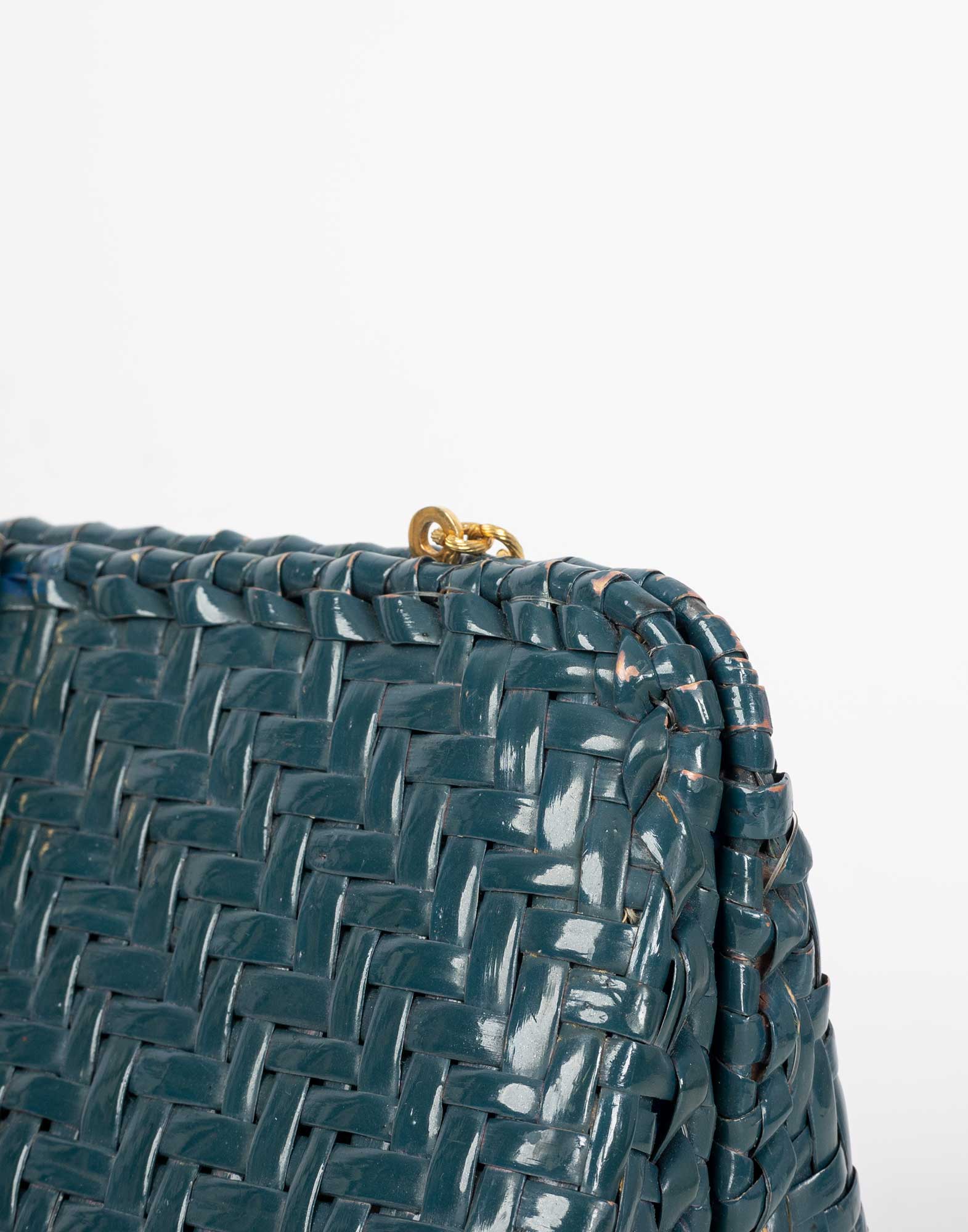 Rodo - Blue 80s wicker bag - Image 8