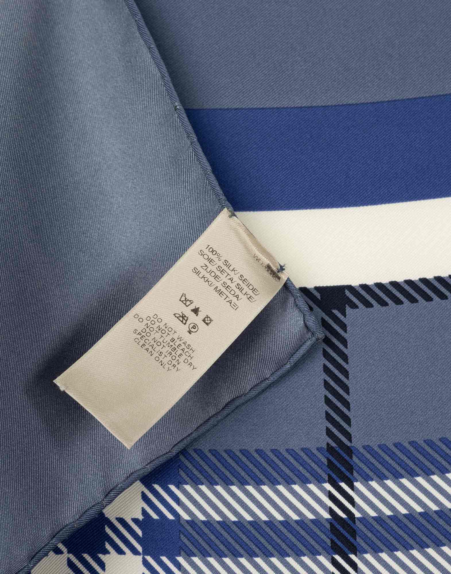 Burberry - Foulard fantasia check blu - immagine 3