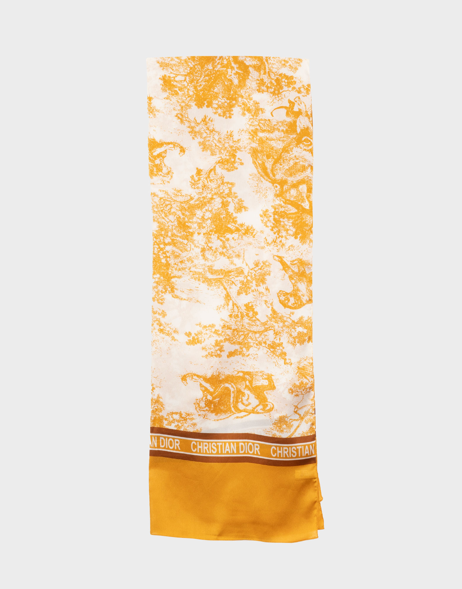 Christian Dior - Sciarpa in seta avorio e ocra