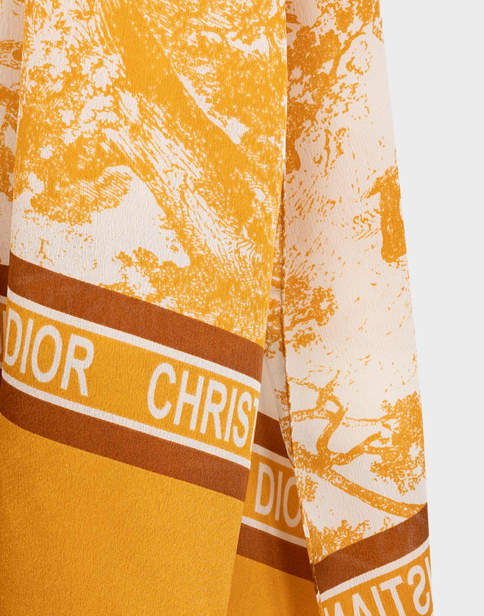 Christian Dior - Sciarpa in seta avorio e ocra - immagine 3