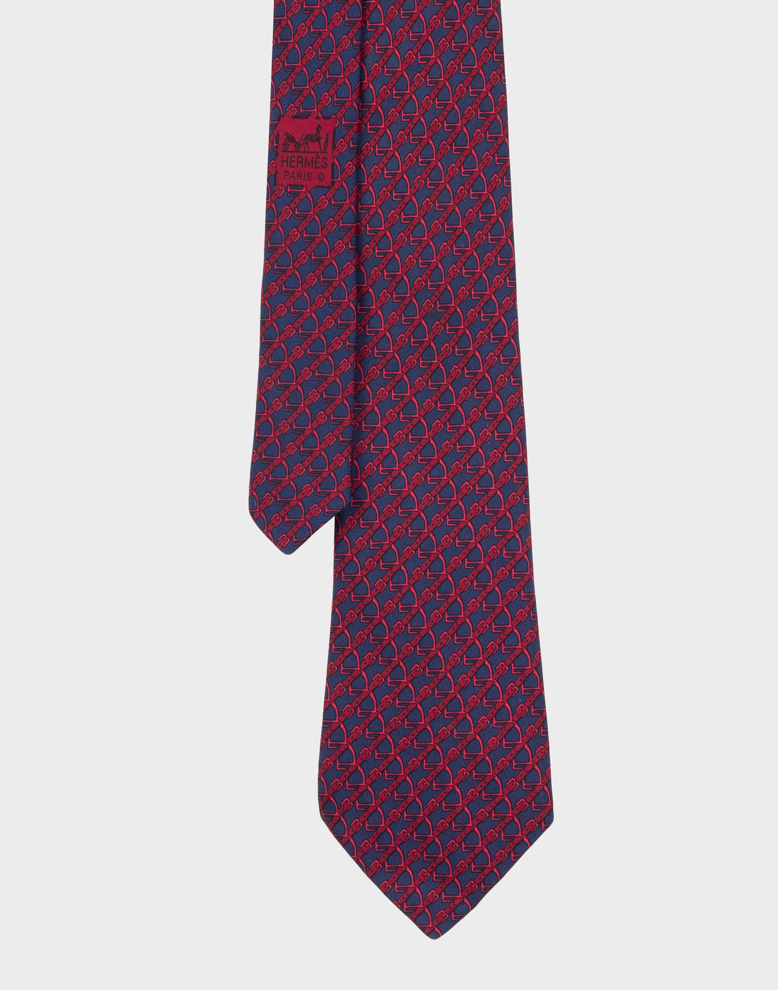 Hermes - 80s blue buckle pattern tie - Image 2