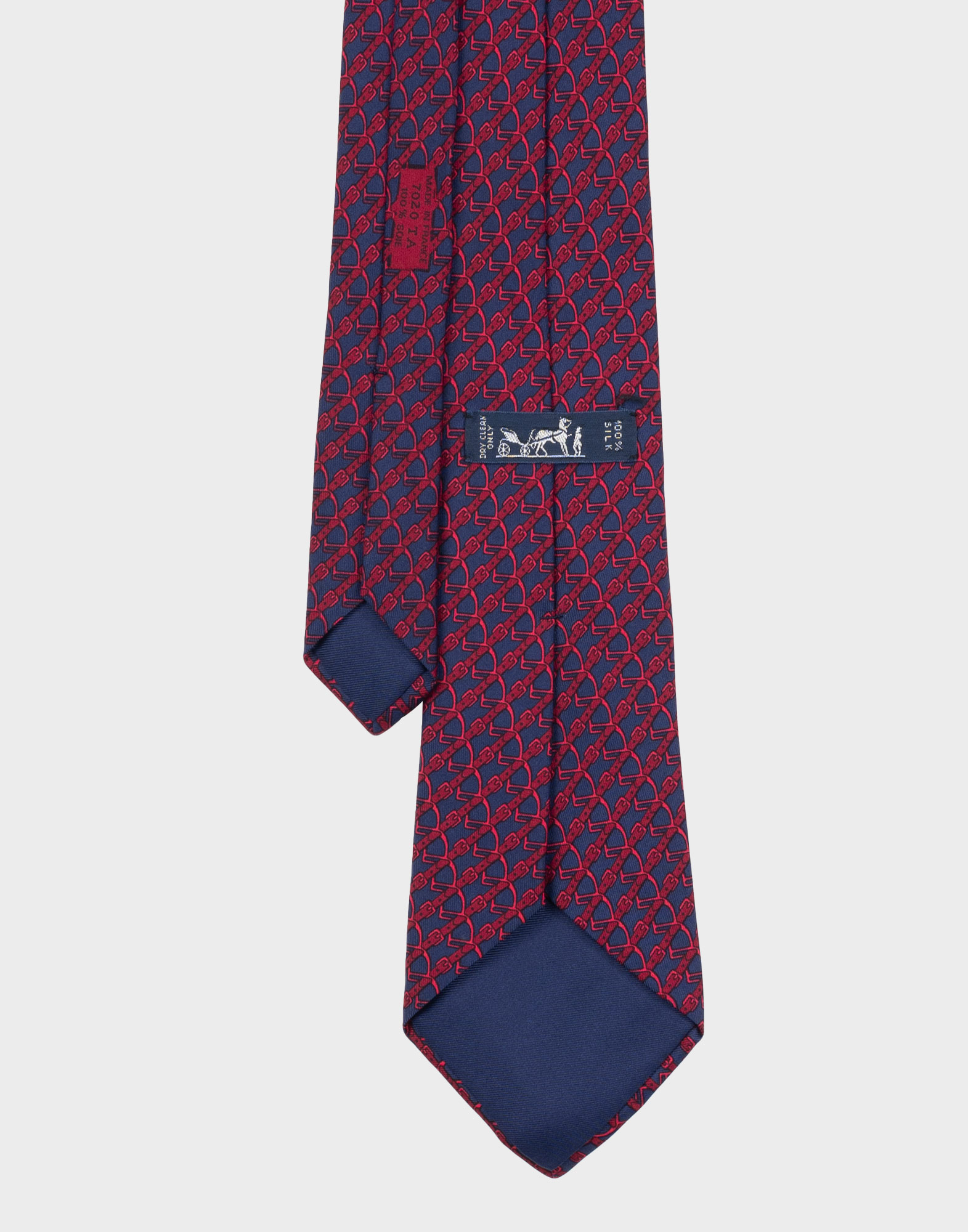 Hermes - 80s blue buckle pattern tie - Image 3