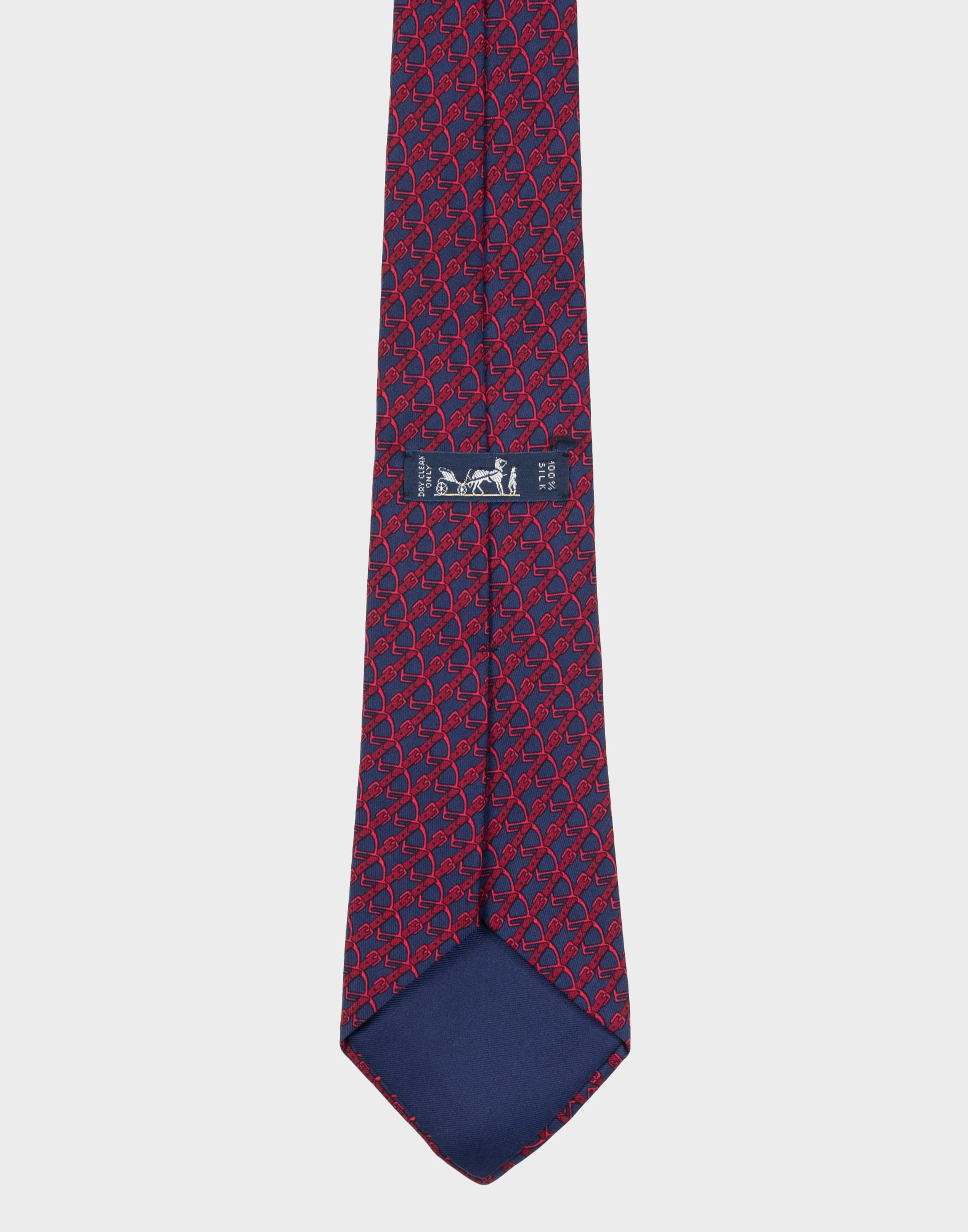 Hermes - 80s blue buckle pattern tie - Image 4
