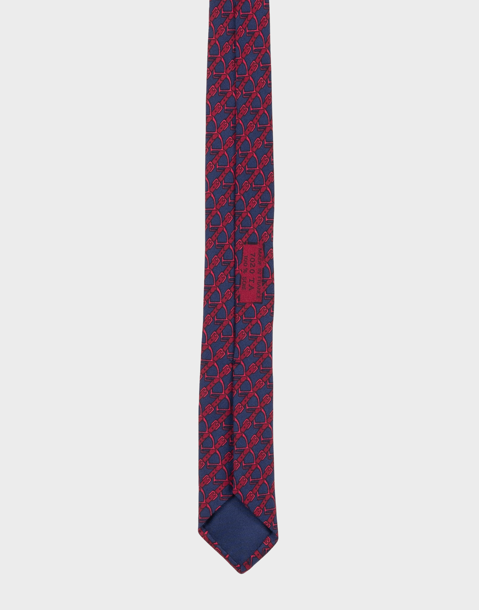 Hermes - 80s blue buckle pattern tie - Image 5