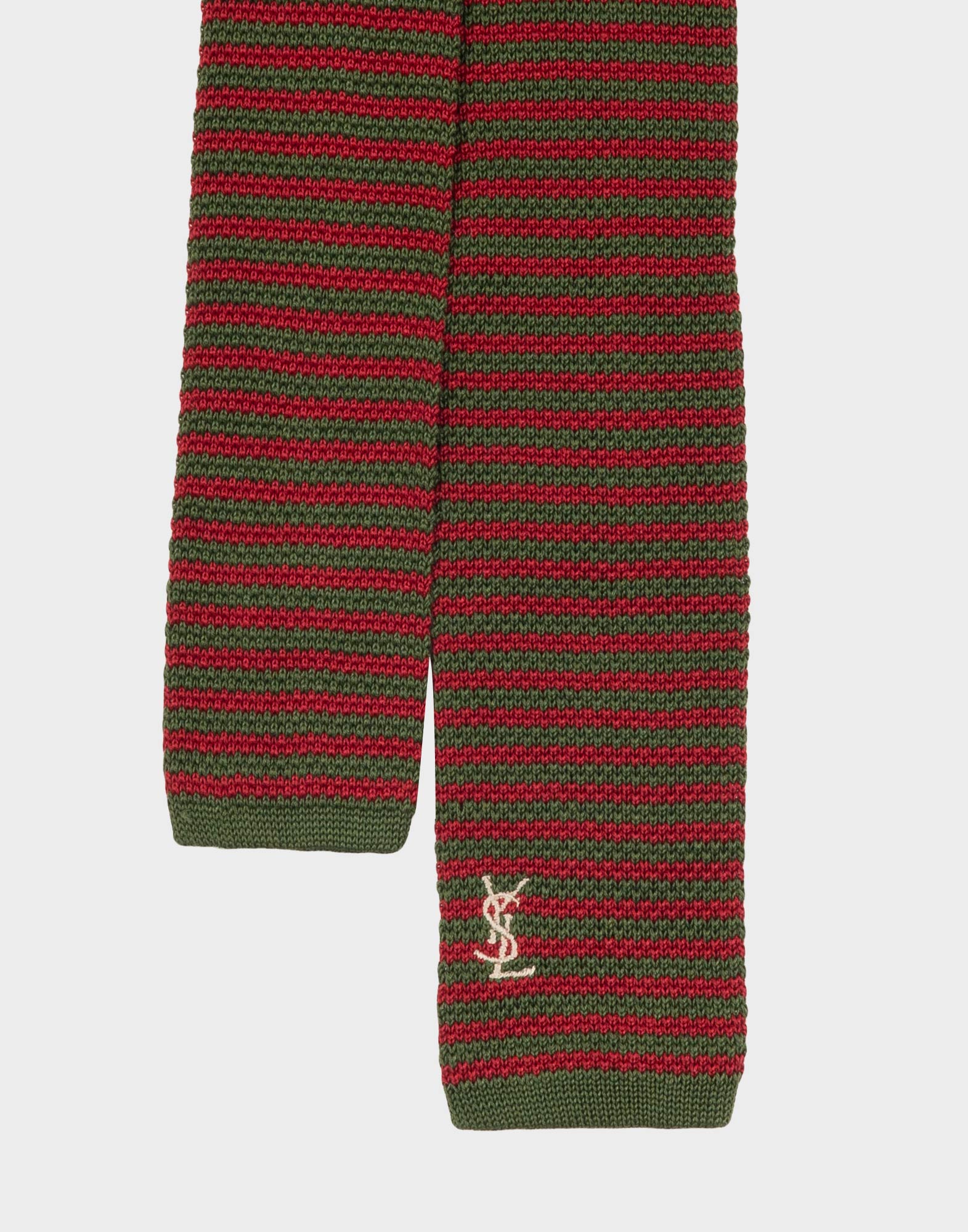 Yves Saint Laurent - Red and green 80s wool tie - Image 2