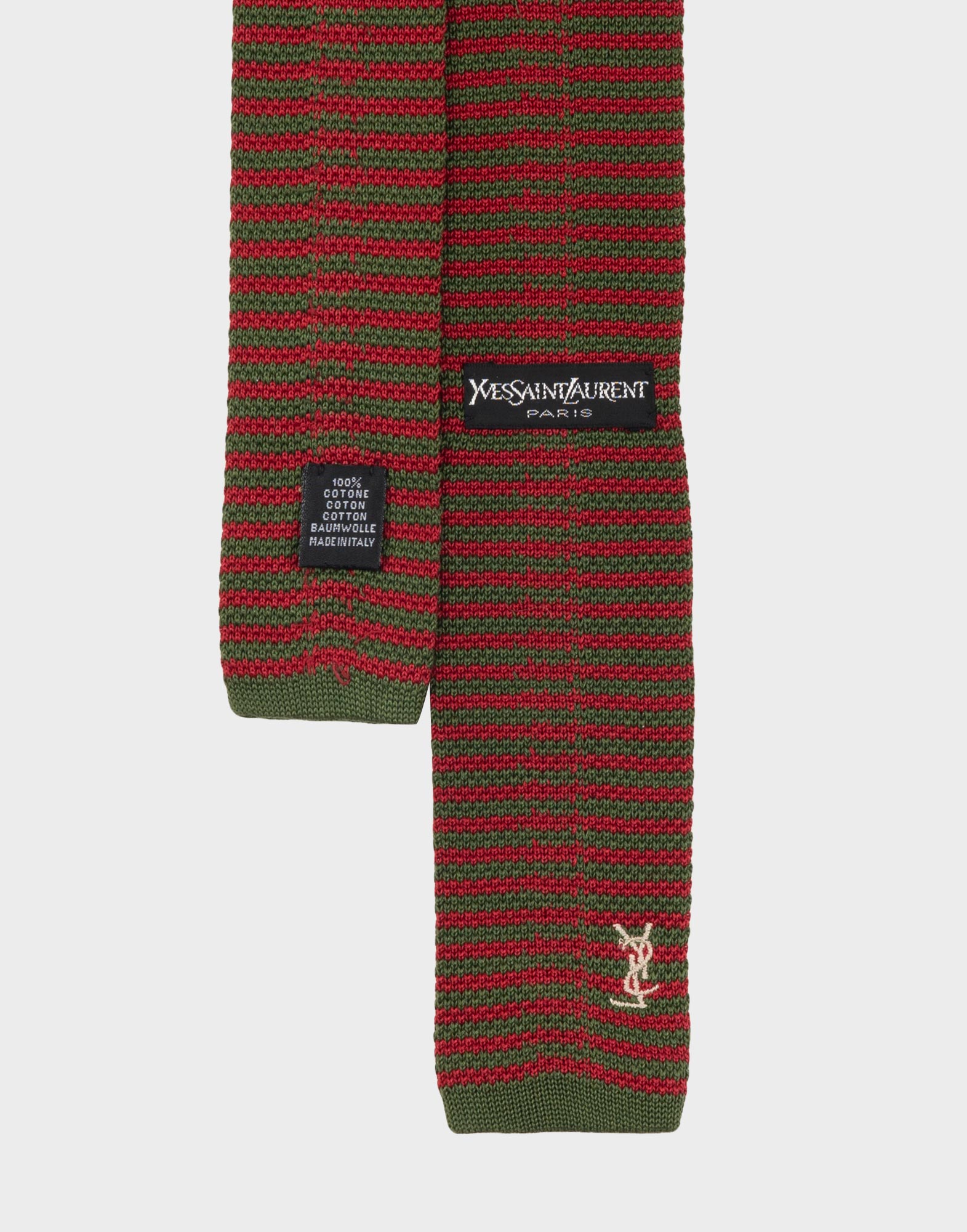 Yves Saint Laurent - Red and green 80s wool tie - Image 3