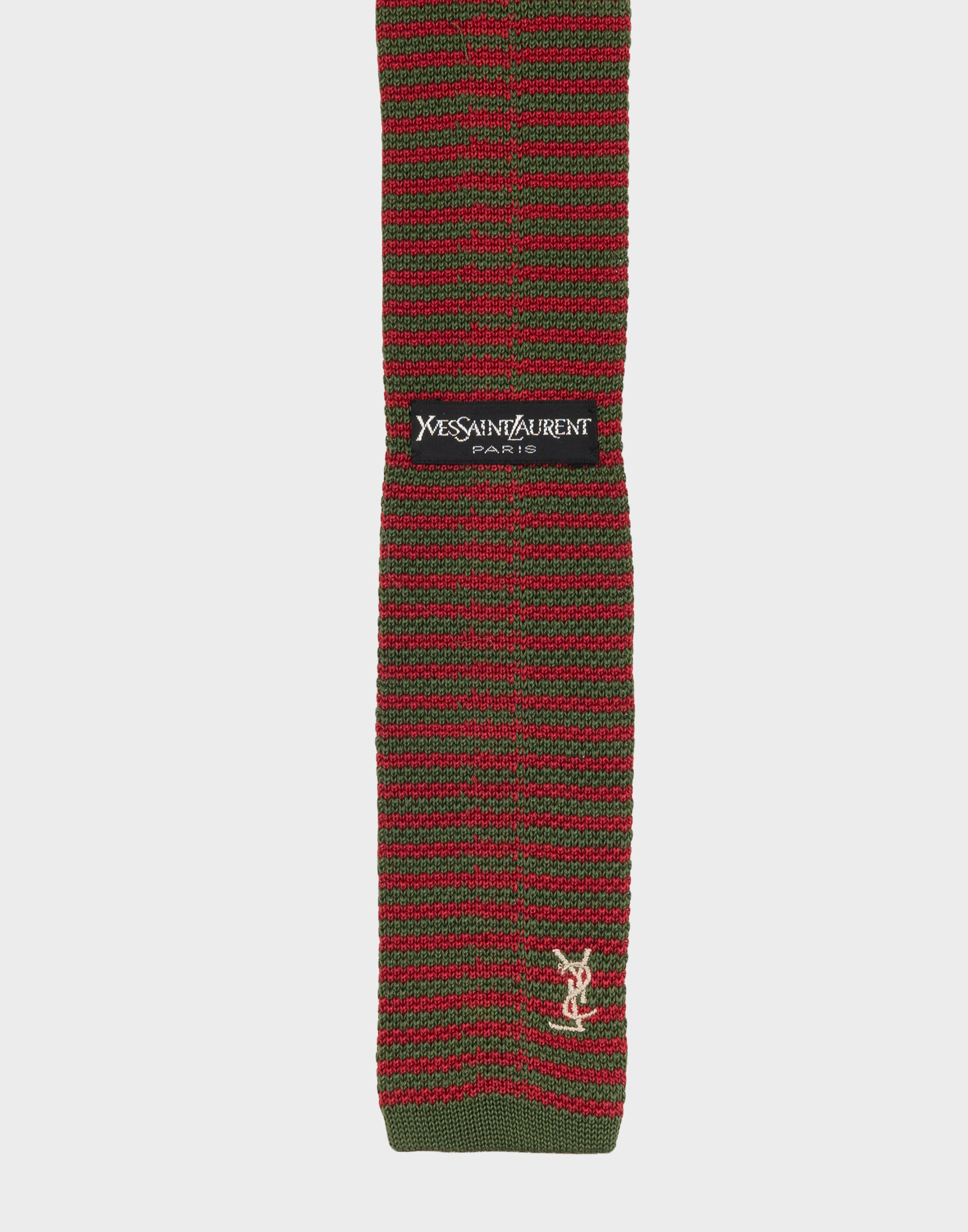 Yves Saint Laurent - Red and green 80s wool tie - Image 4