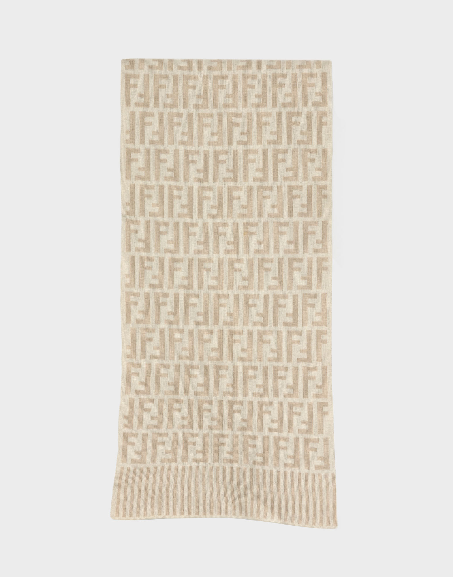 Fendi - Sciarpa in lana color crema