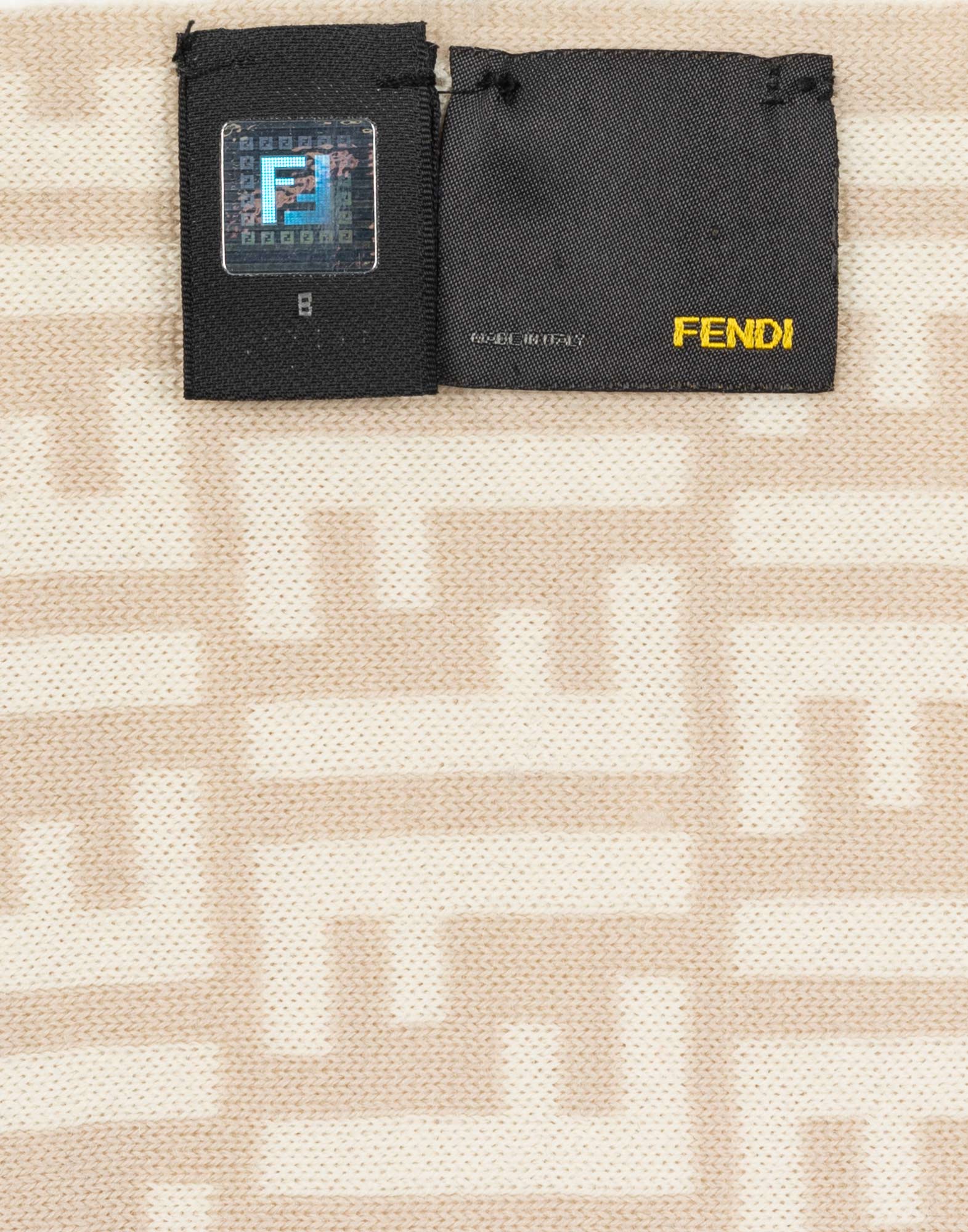 Fendi - Sciarpa in lana color crema - immagine 3