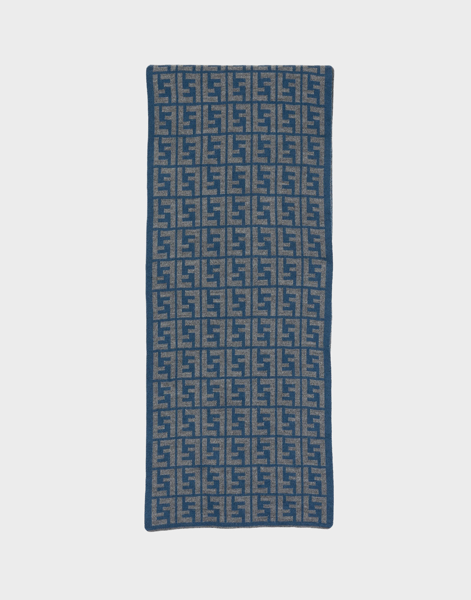 Fendi - Sciarpa in lana blu e grigia