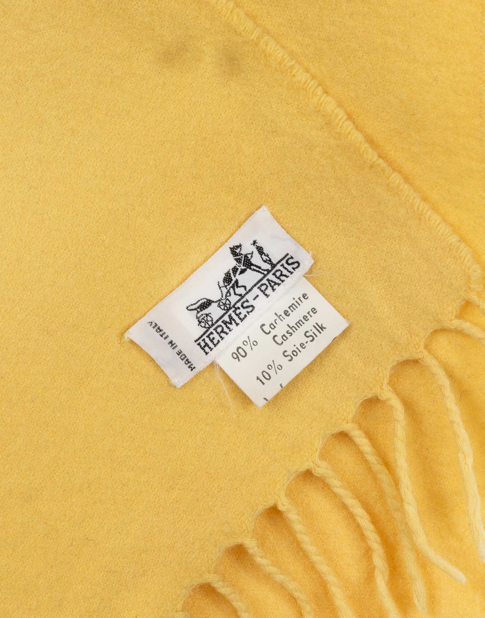 Hermes - 100% Cashmere Scarf Yellow - Image 3