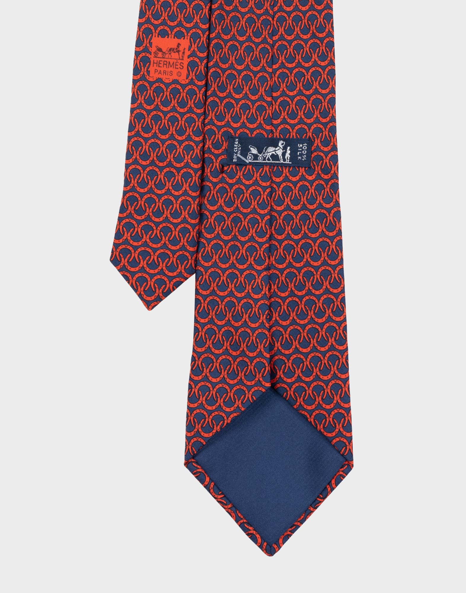 Hermes - Cravatta blu con ferri di cavallo rossi - immagine 3