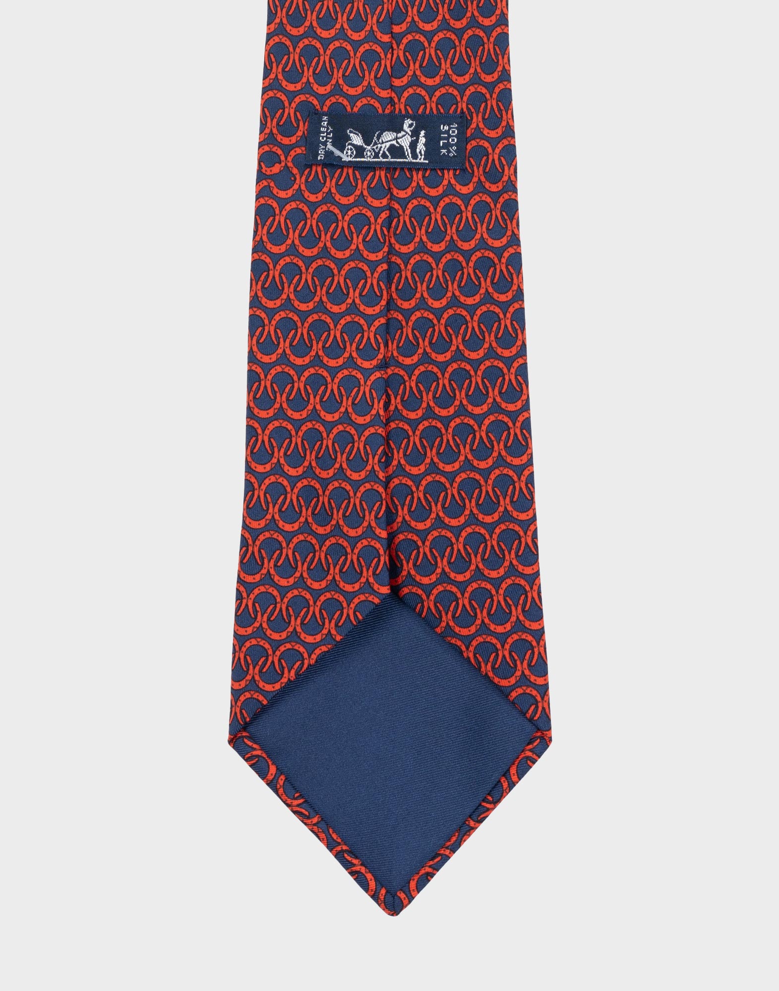 Hermes - Cravatta blu con ferri di cavallo rossi - immagine 4