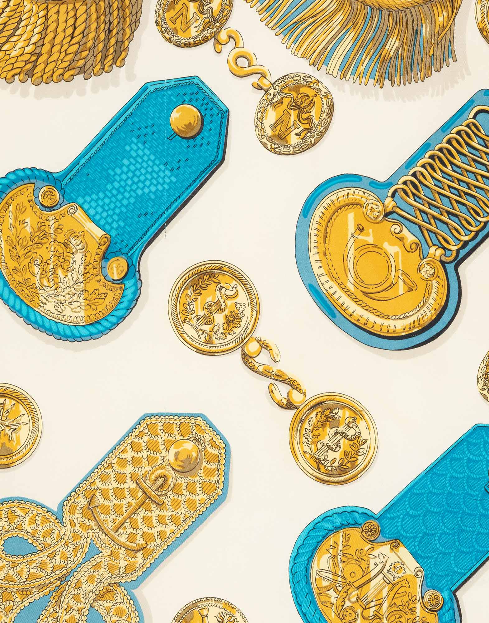 Hermes - Foulard 'Epaulettes' in seta anni '70 - immagine 2