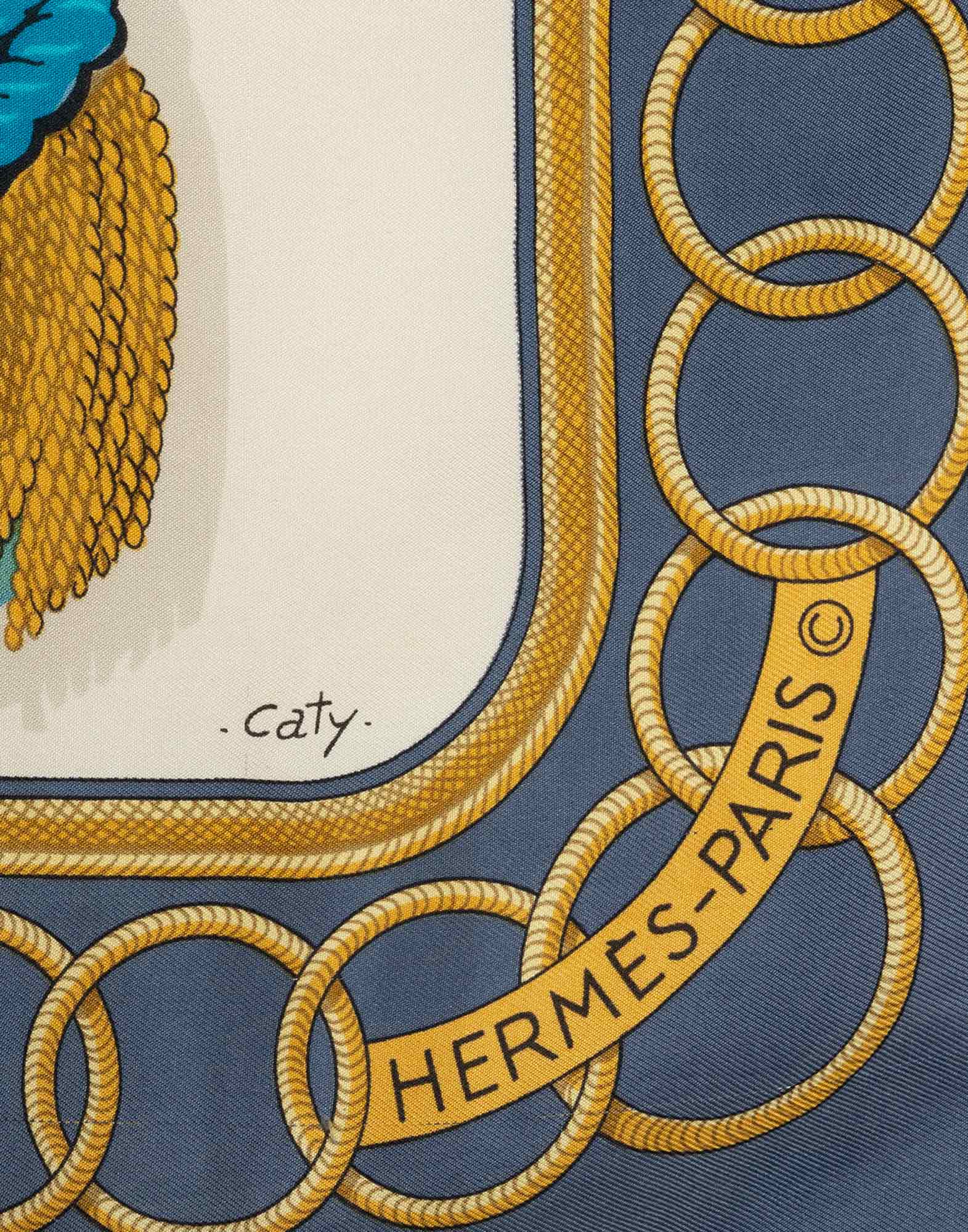 Hermes - Foulard 'Epaulettes' in seta anni '70 - immagine 4