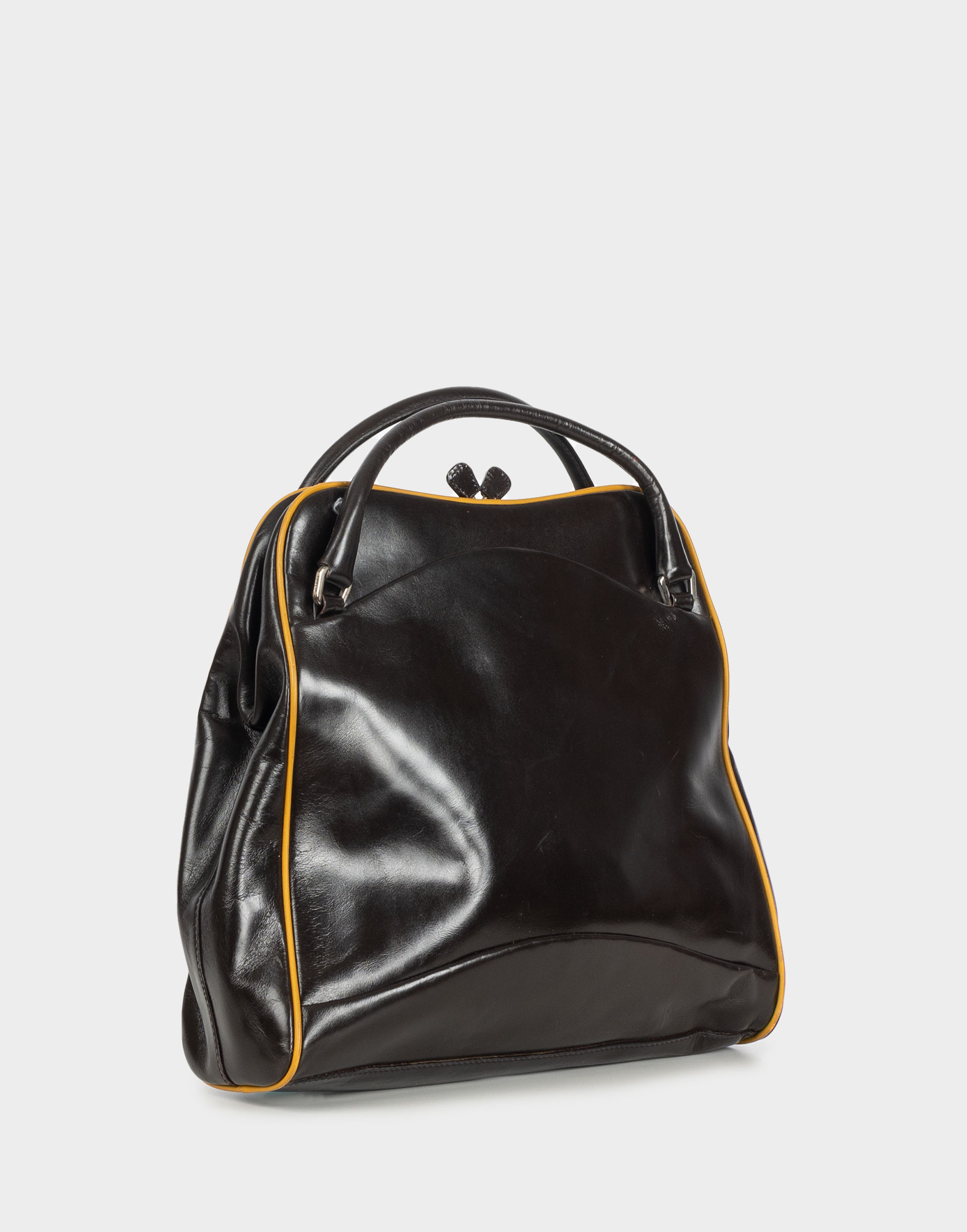 PRADA Archive Women's Shoulder Bag Handbag Leather Brown