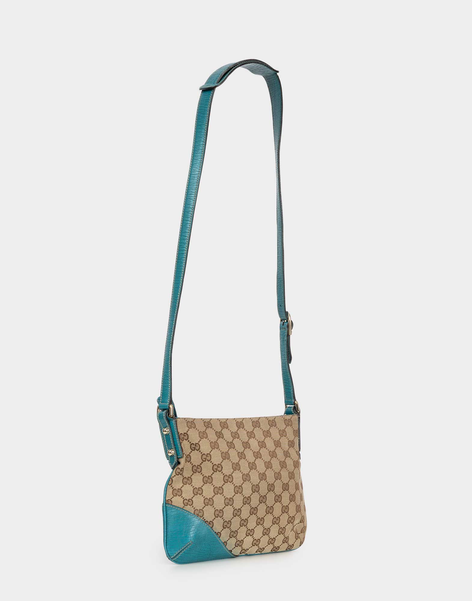 Gucci - Borsello beige e azzurro GG - immagine 4