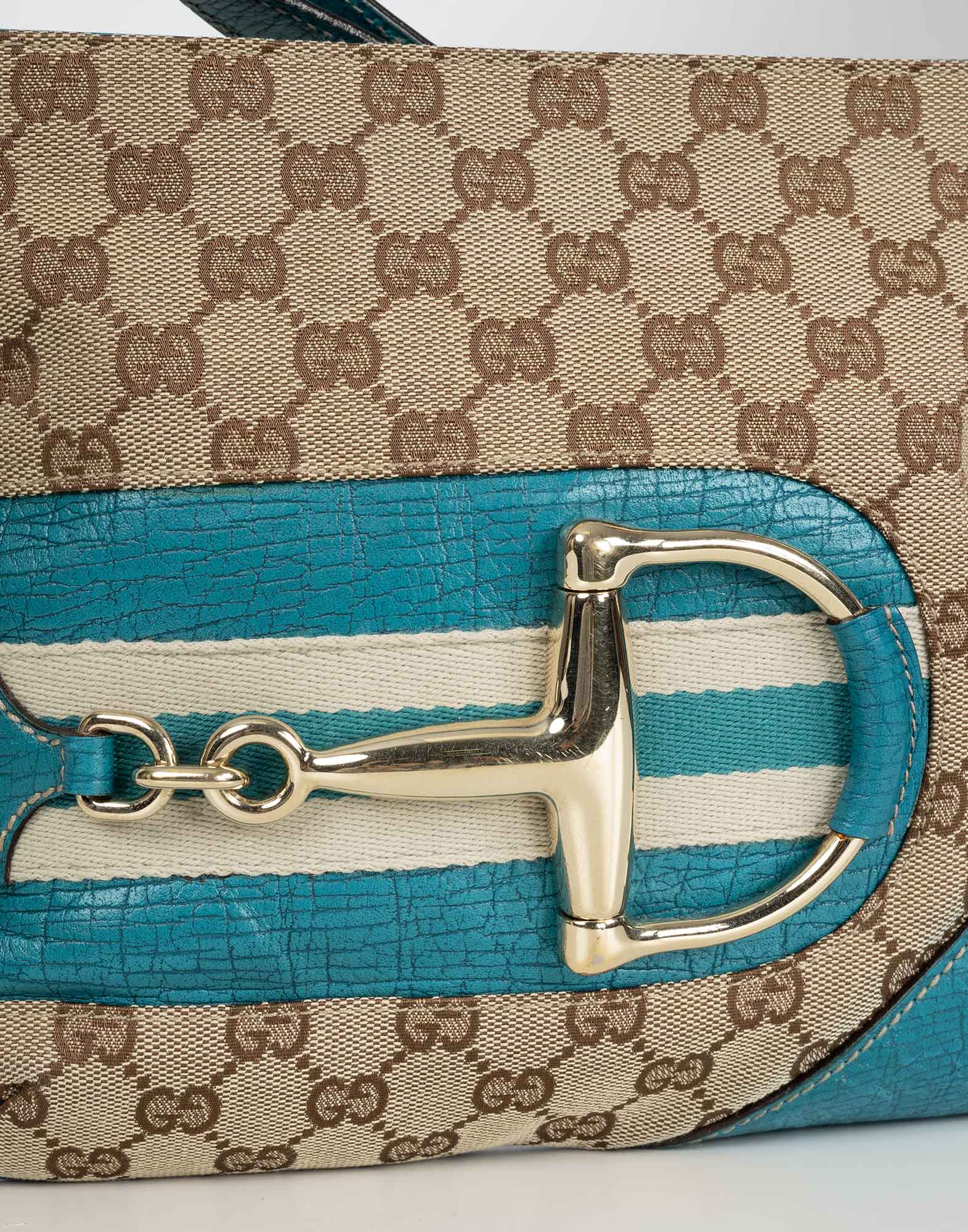 Gucci - Borsello beige e azzurro GG - immagine 6