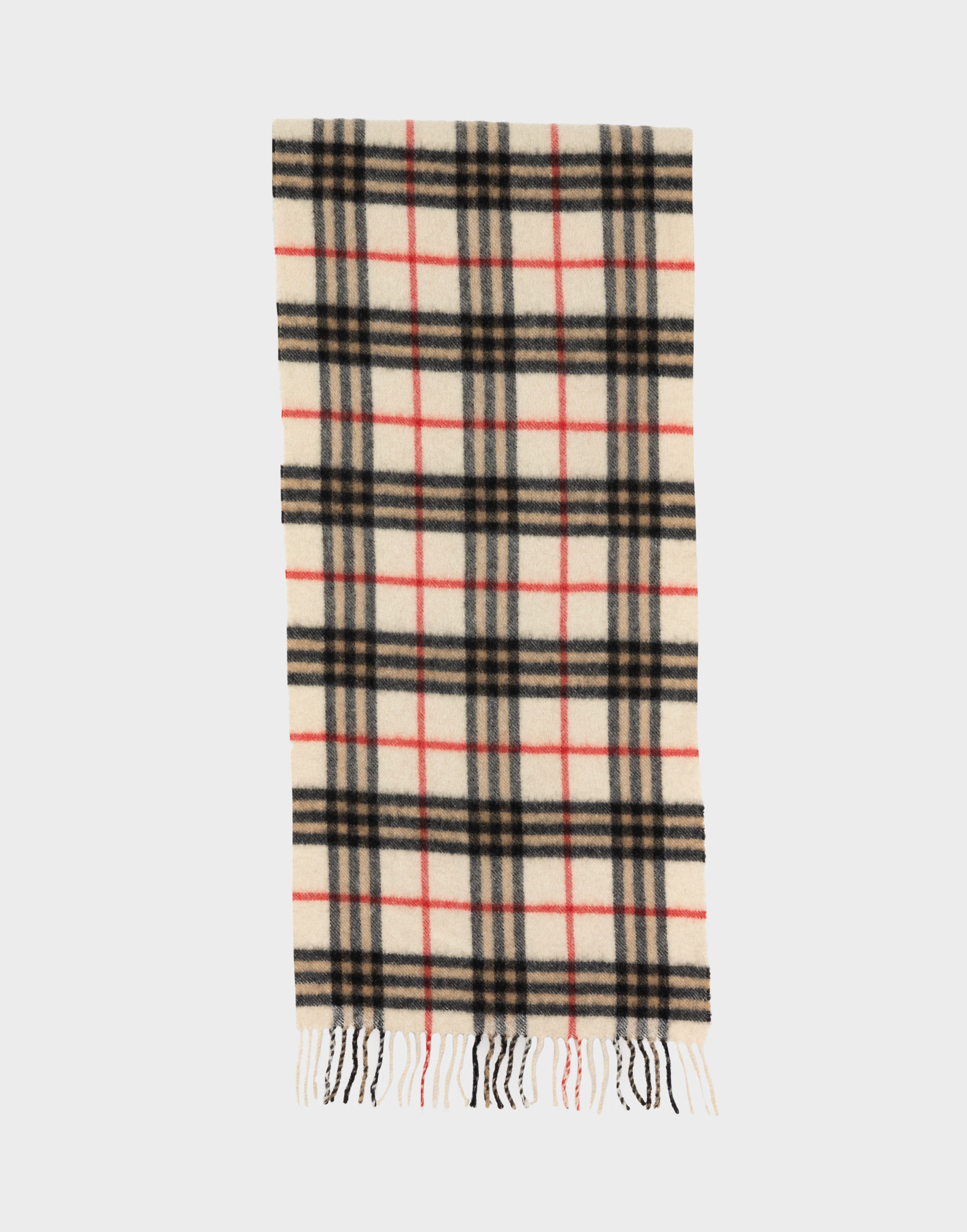 sciarpa burberrys in cashmere beige chiaro con fantasia tartan