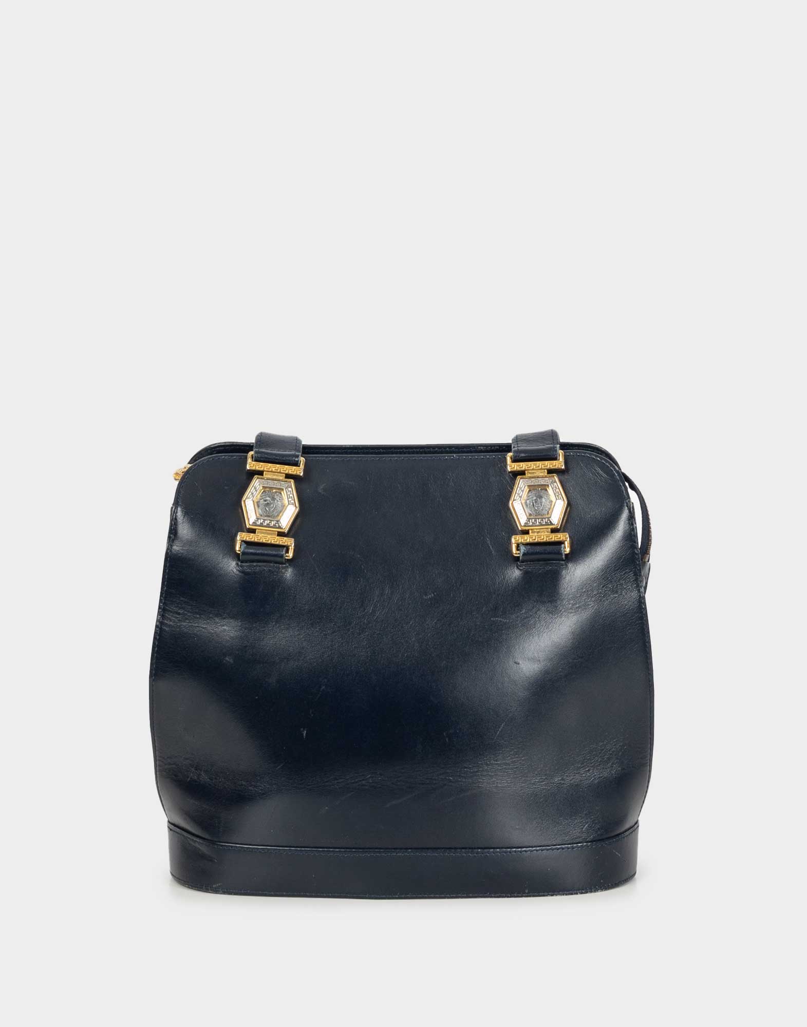 Gianni Versace - Borsa a spalla blu in pelle