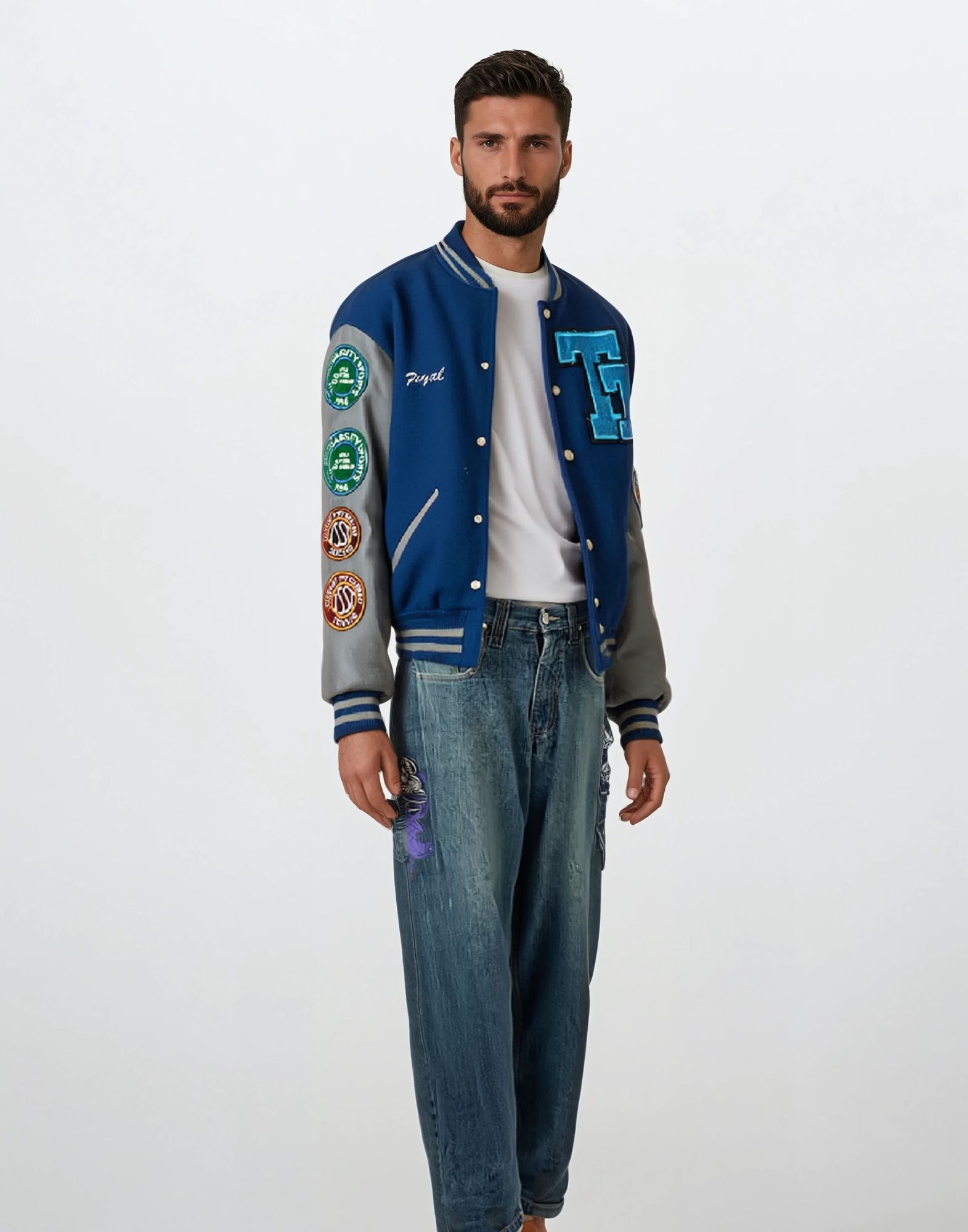 Vintage - Wool and leather College Jacket - Image 4