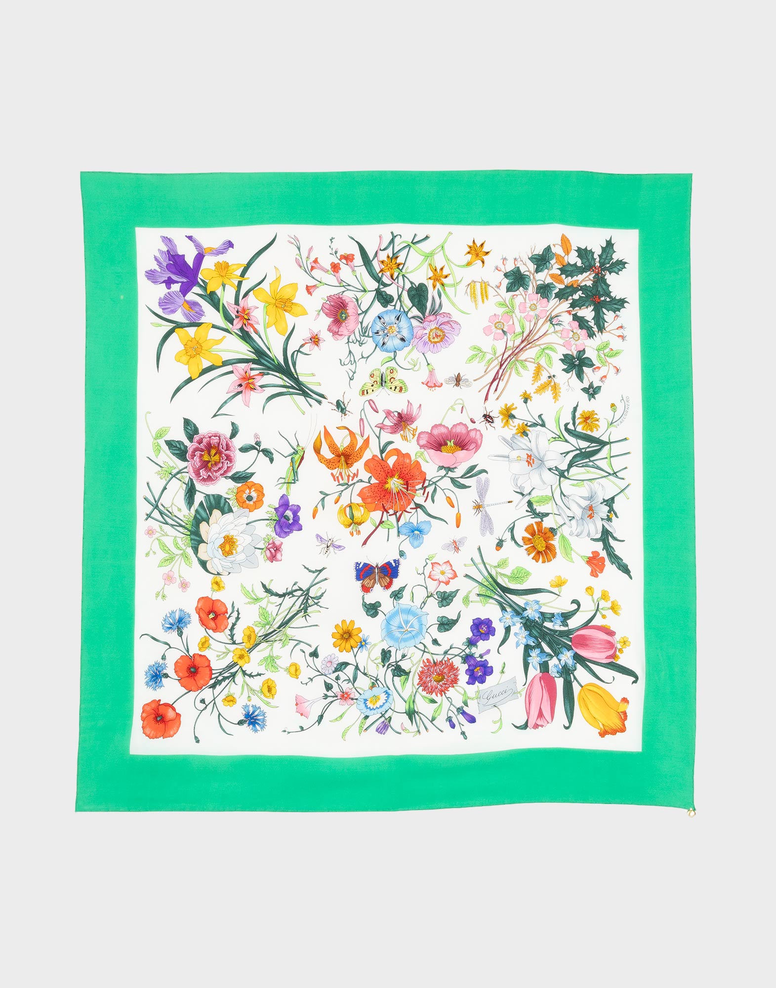 Gucci - Foulard 'Flora' anni '90 verde