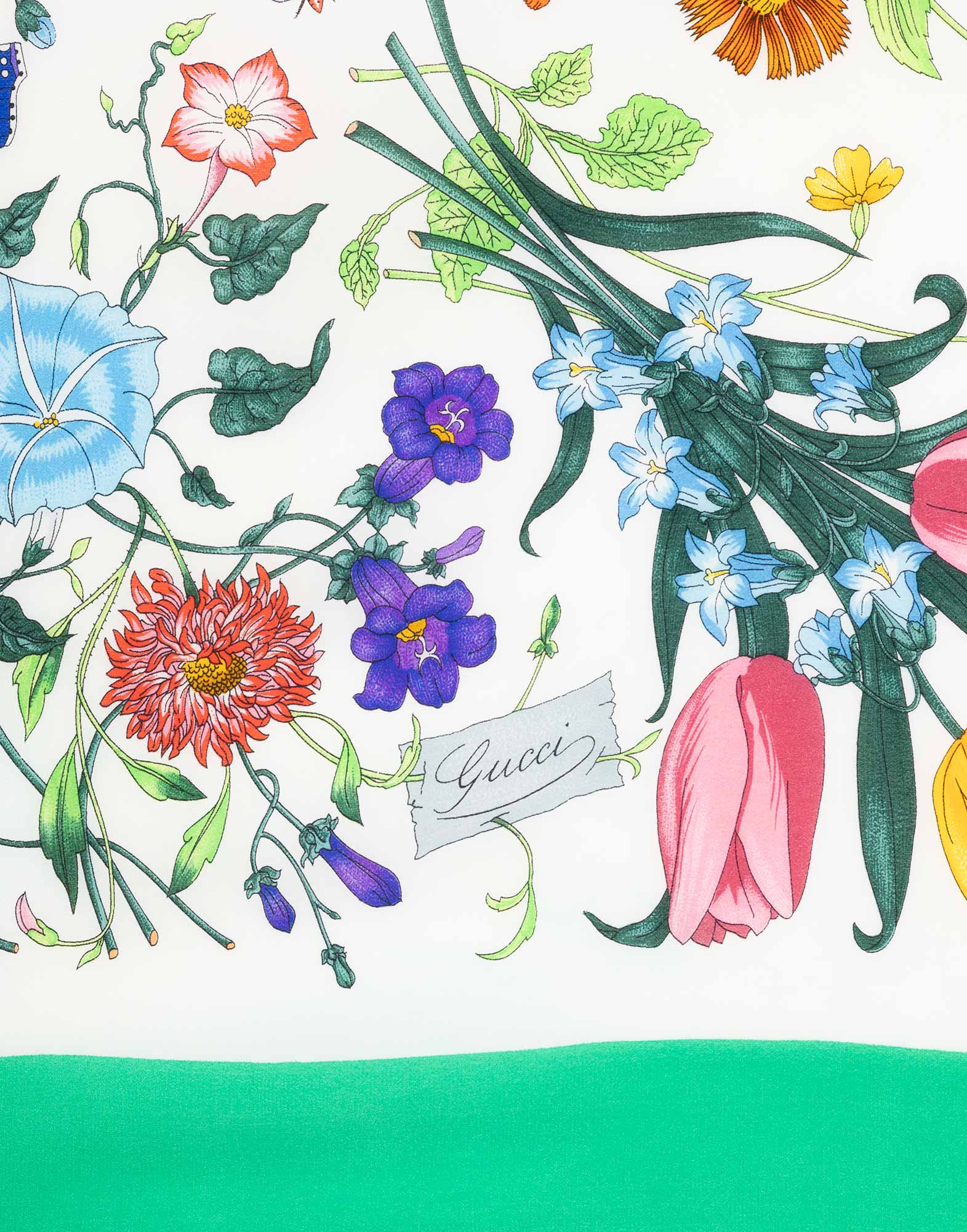 Gucci - Foulard 'Flora' anni '90 verde - immagine 2