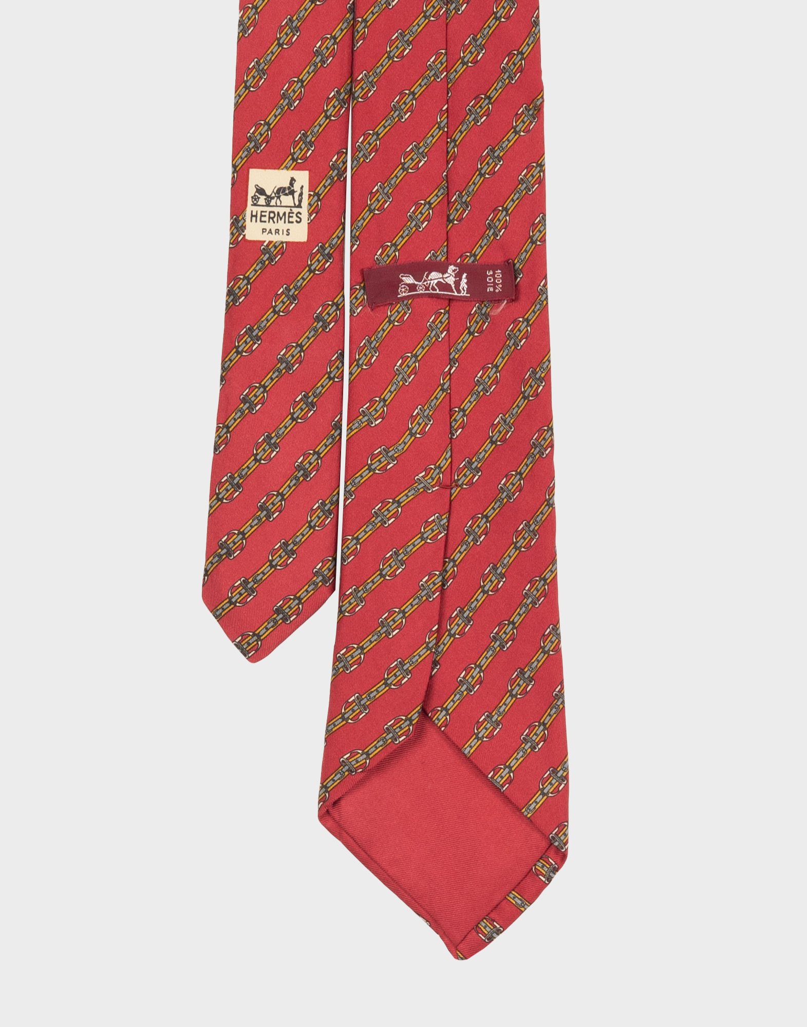 Hermes - Red tie with buckles - Image 3