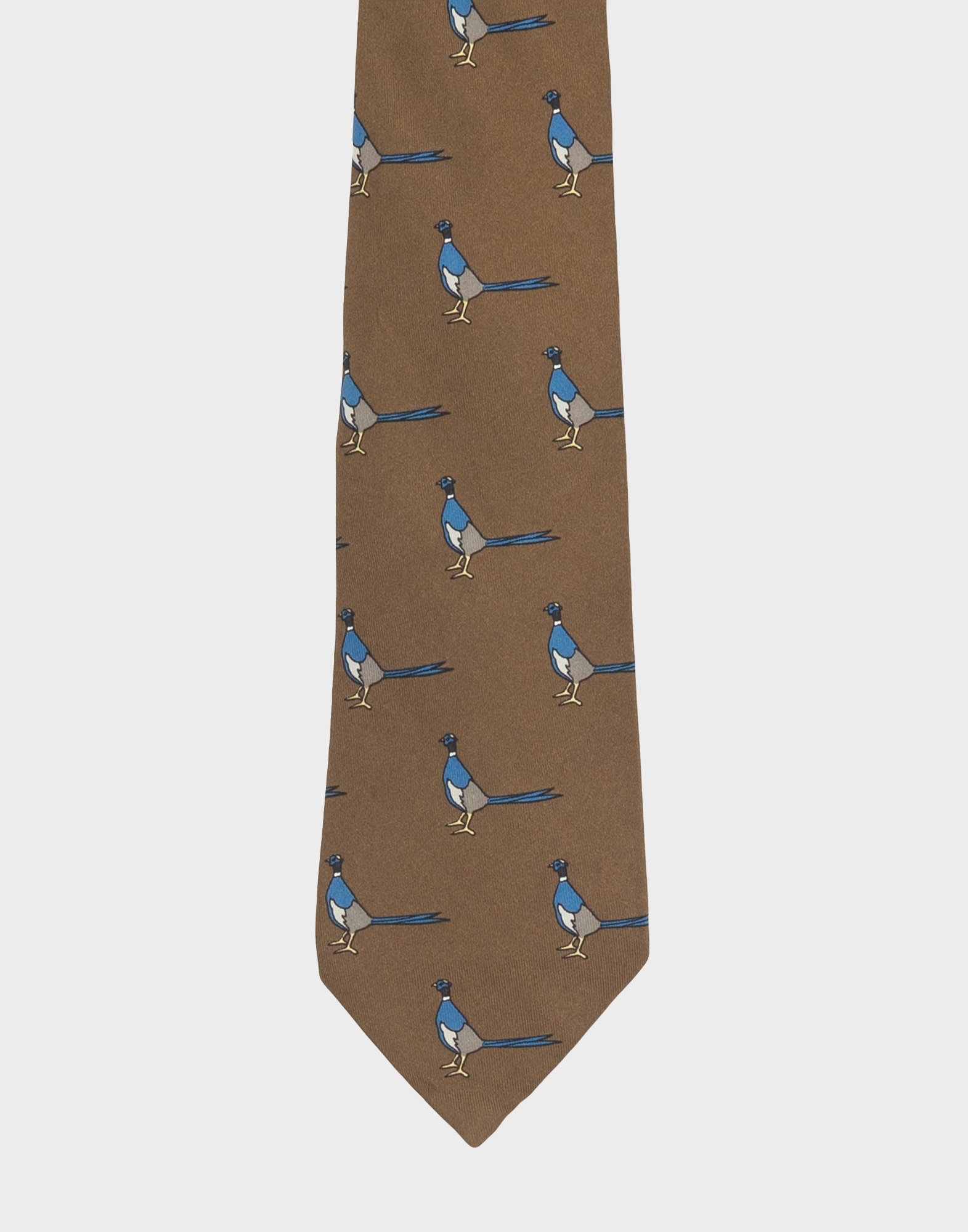 Hermes - Cravatta marrone con uccelli