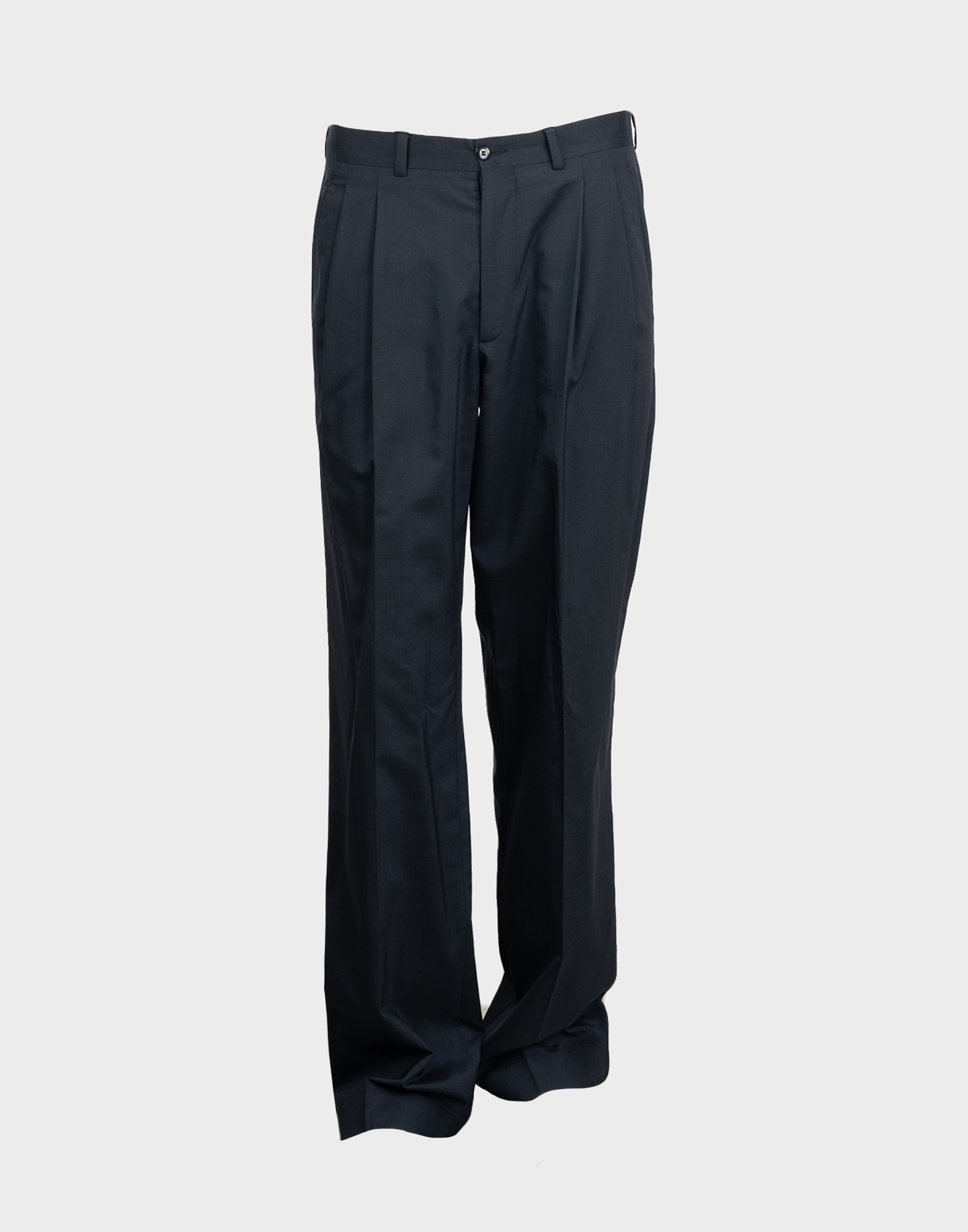pantaloni blu da uomo gianni versace con pinces sul davanti