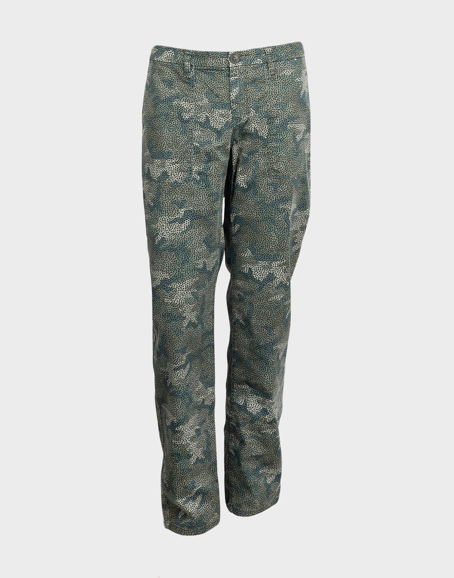 men's cargo trousers with green and blue camouflage pattern