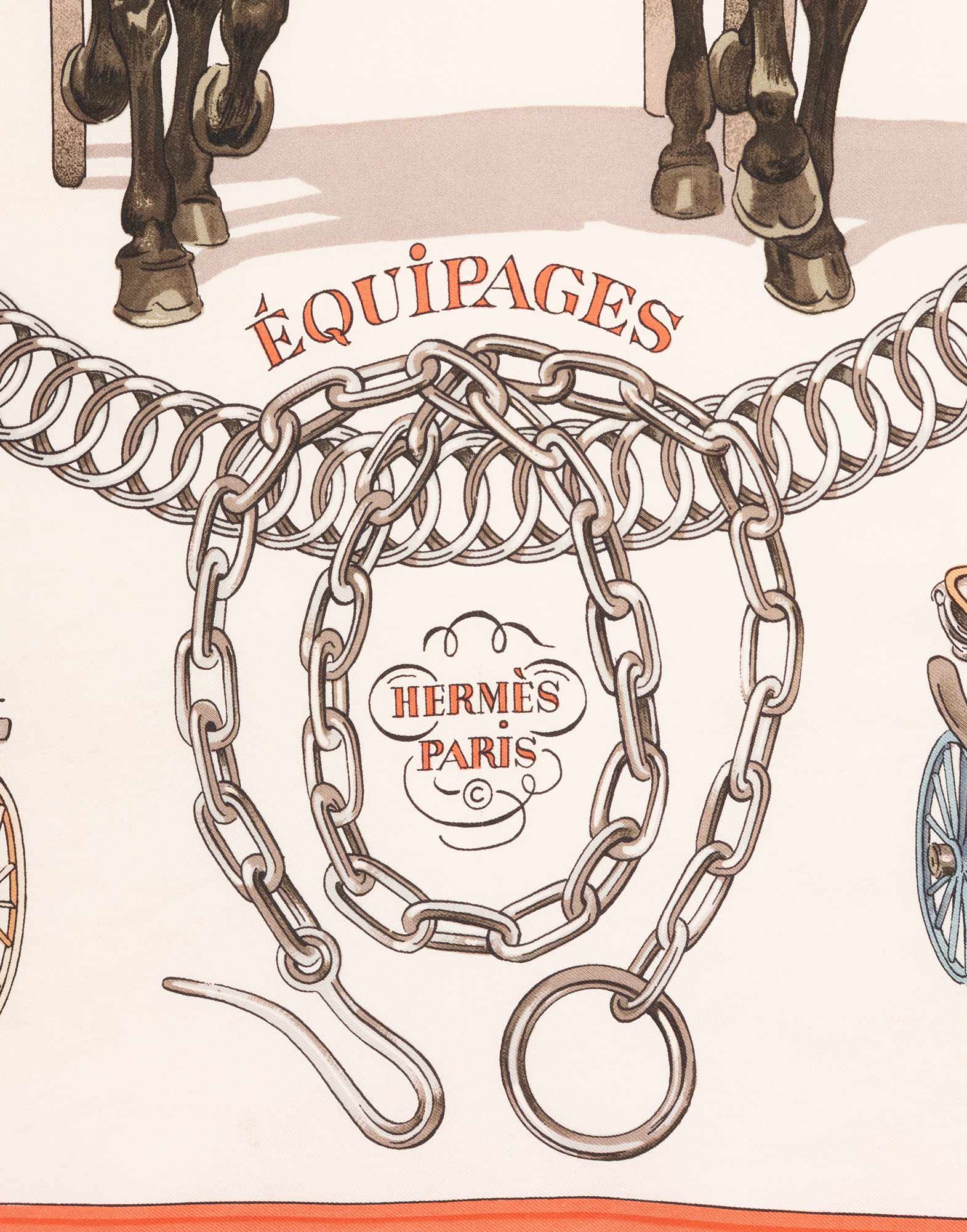 Hermes - Foulard 'Equipages' in seta corallo - immagine 2