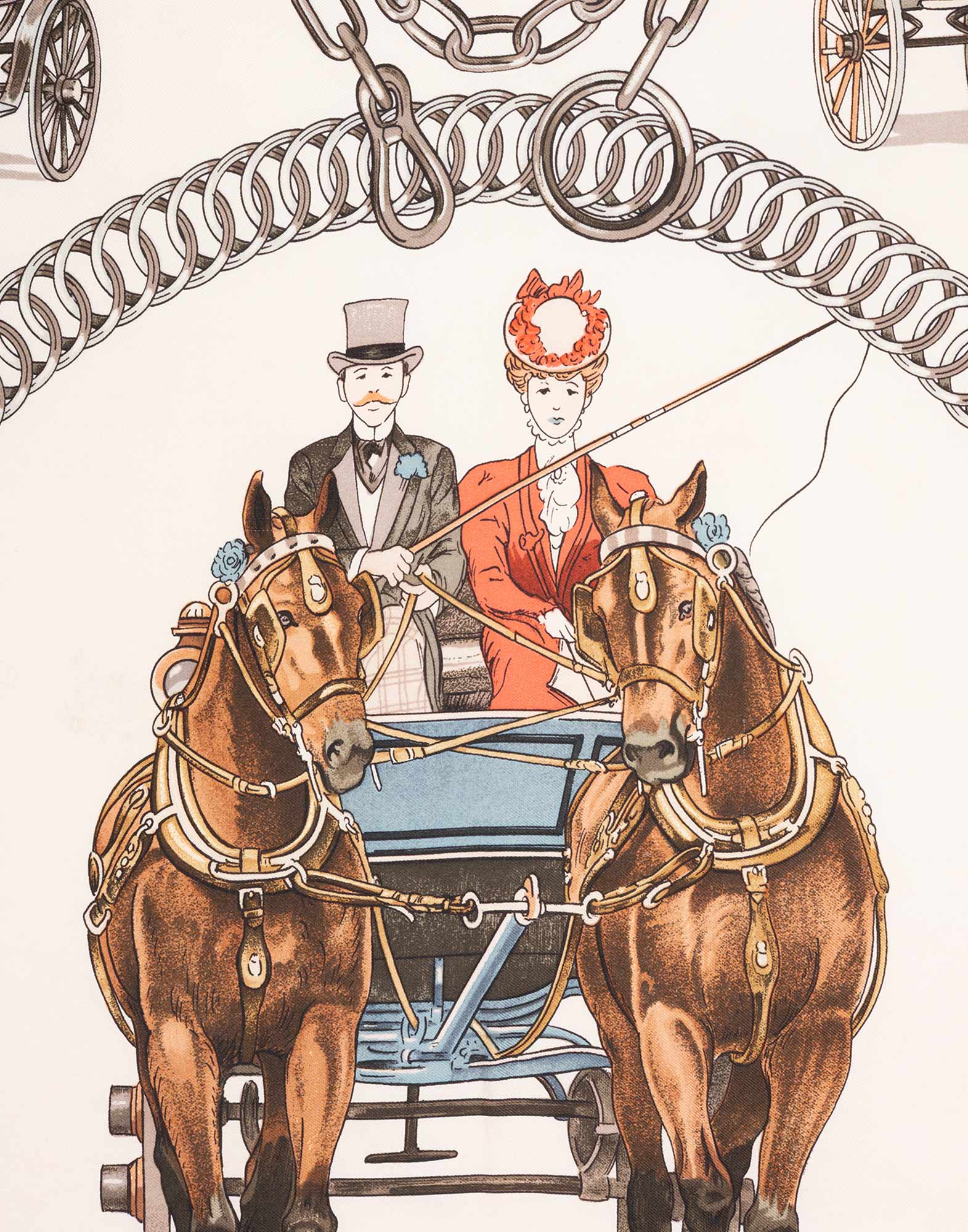 Hermes - Foulard 'Equipages' in seta corallo - immagine 3