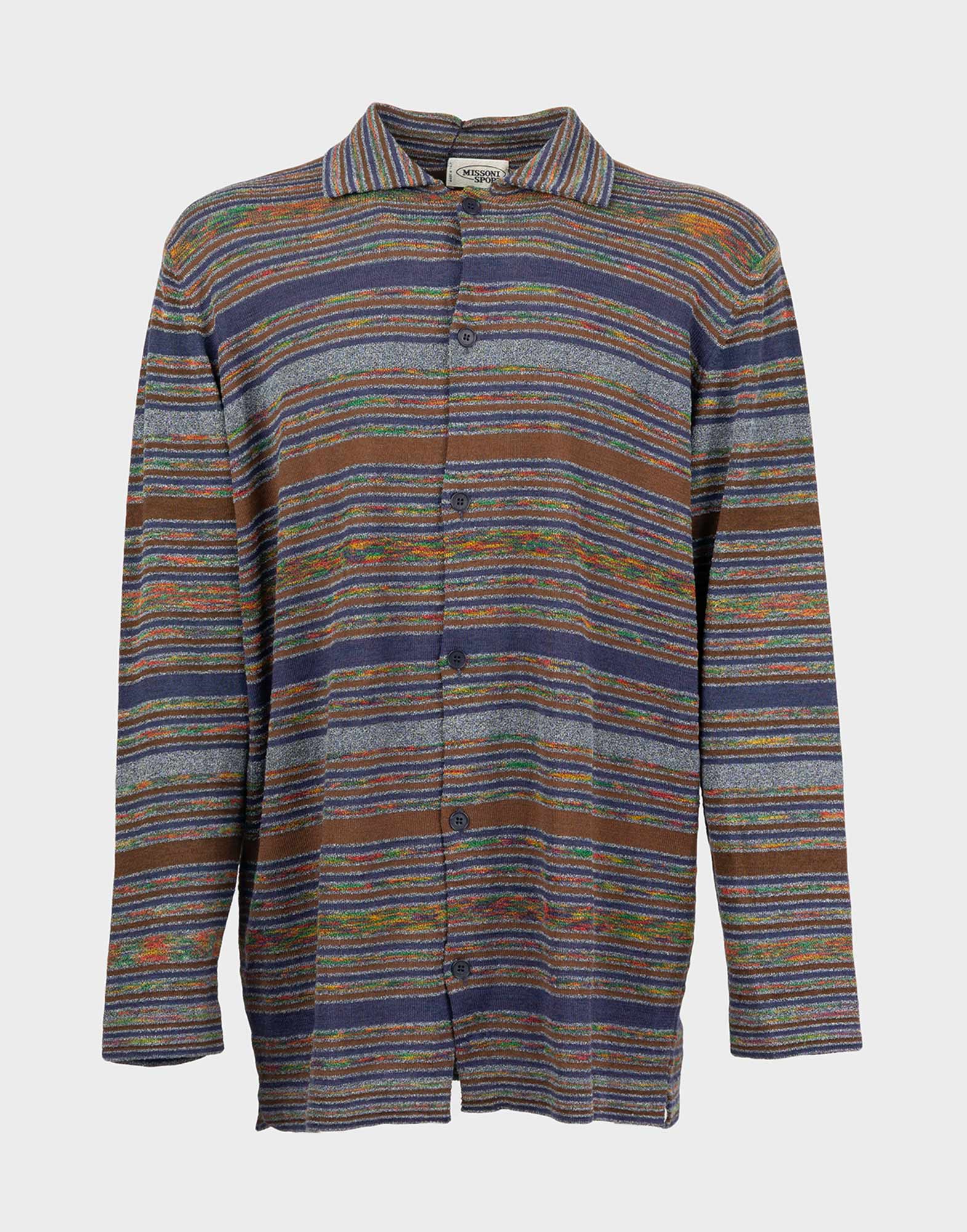 camicia missoni viola a rigghe a maniche lunghe