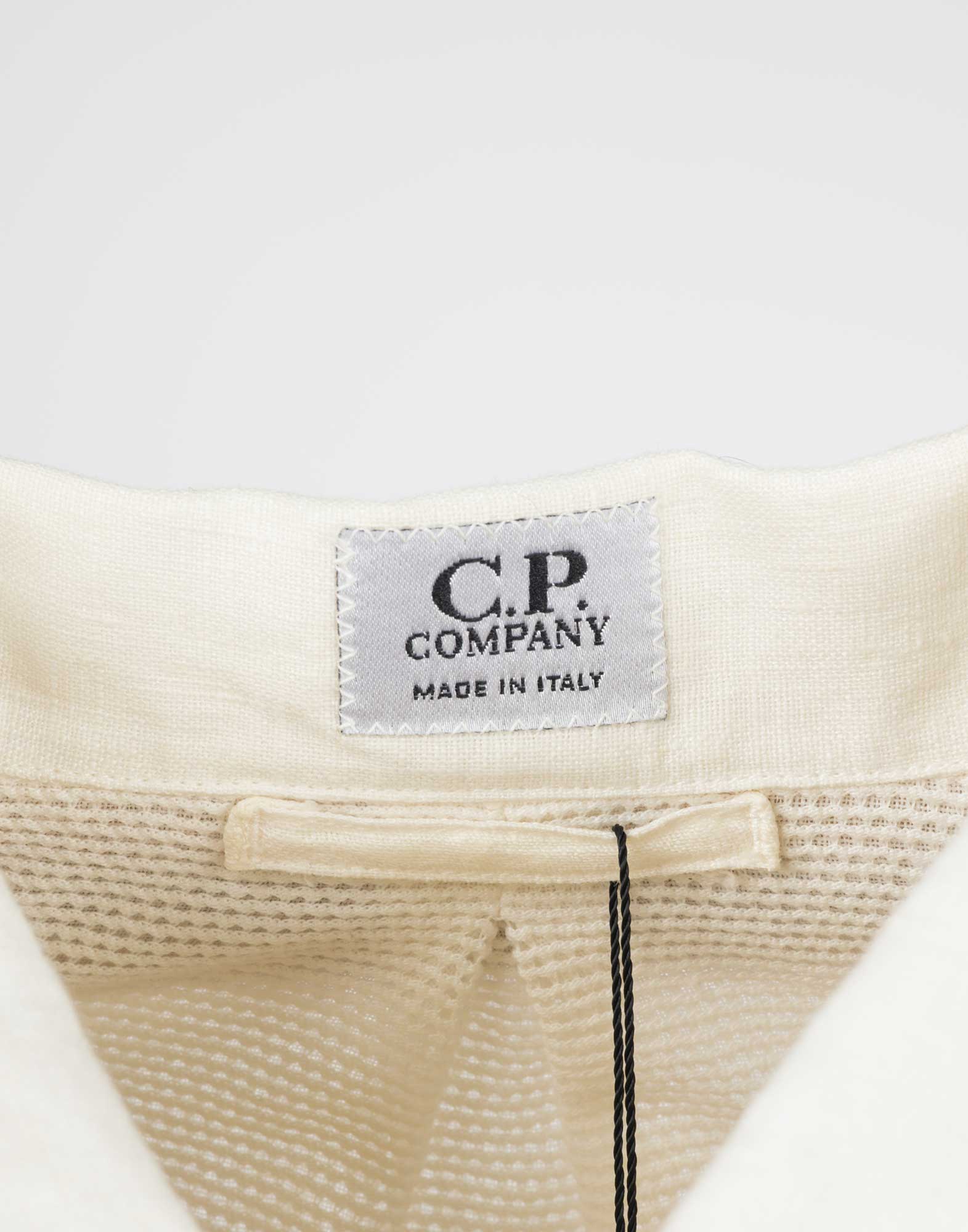 C.P. Company - Camicia bianco in lino da uomo - immagine 3