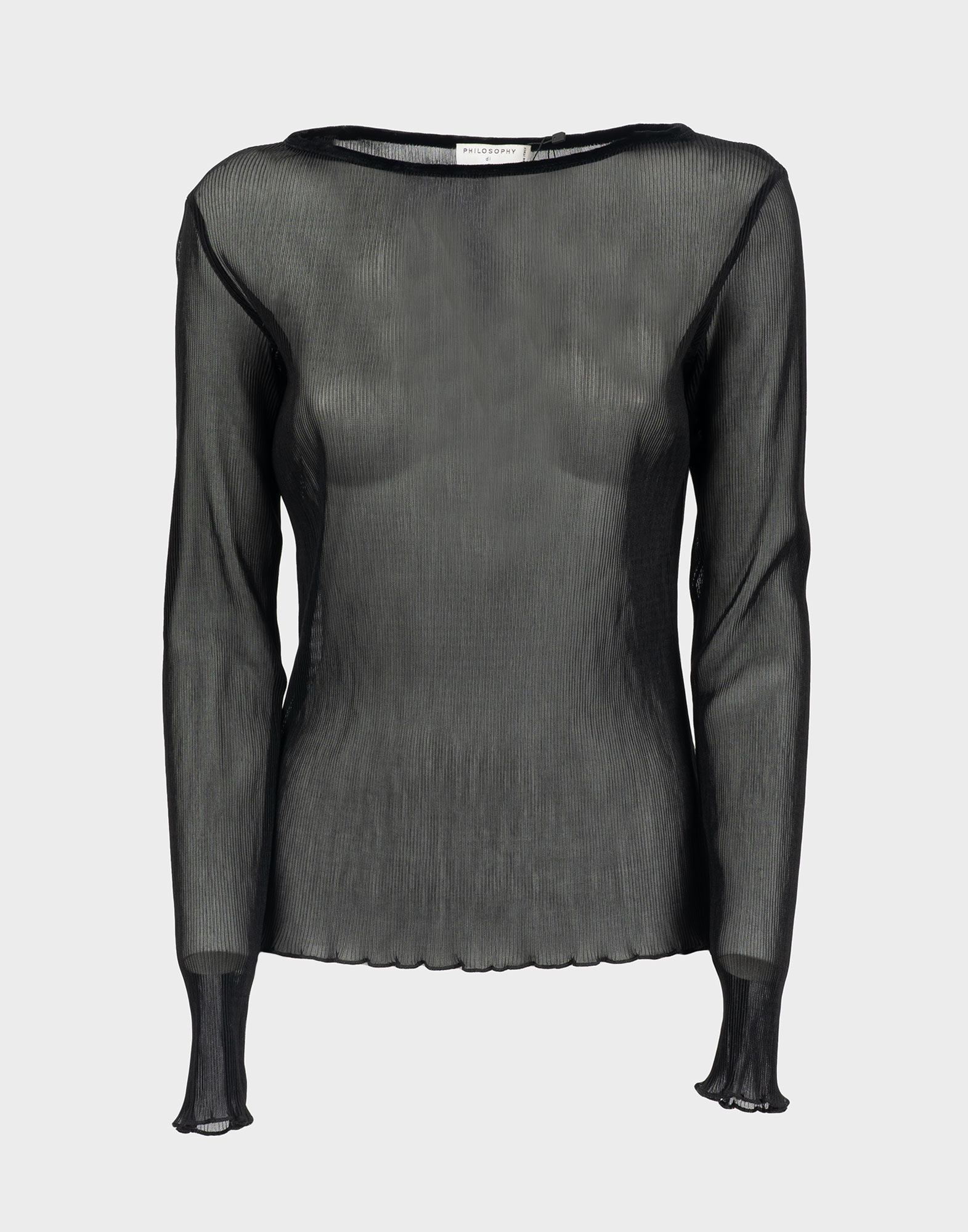 top nero trasparente a maniche lunghe firmato alberta ferretti