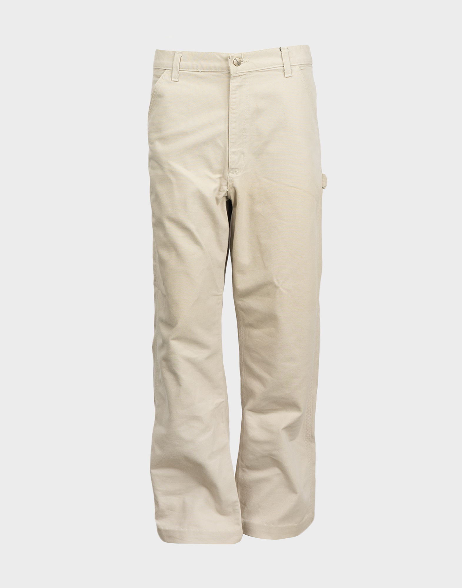 pantaloni da uomo modello cargo di colore beige chiaro, vestibilità larga