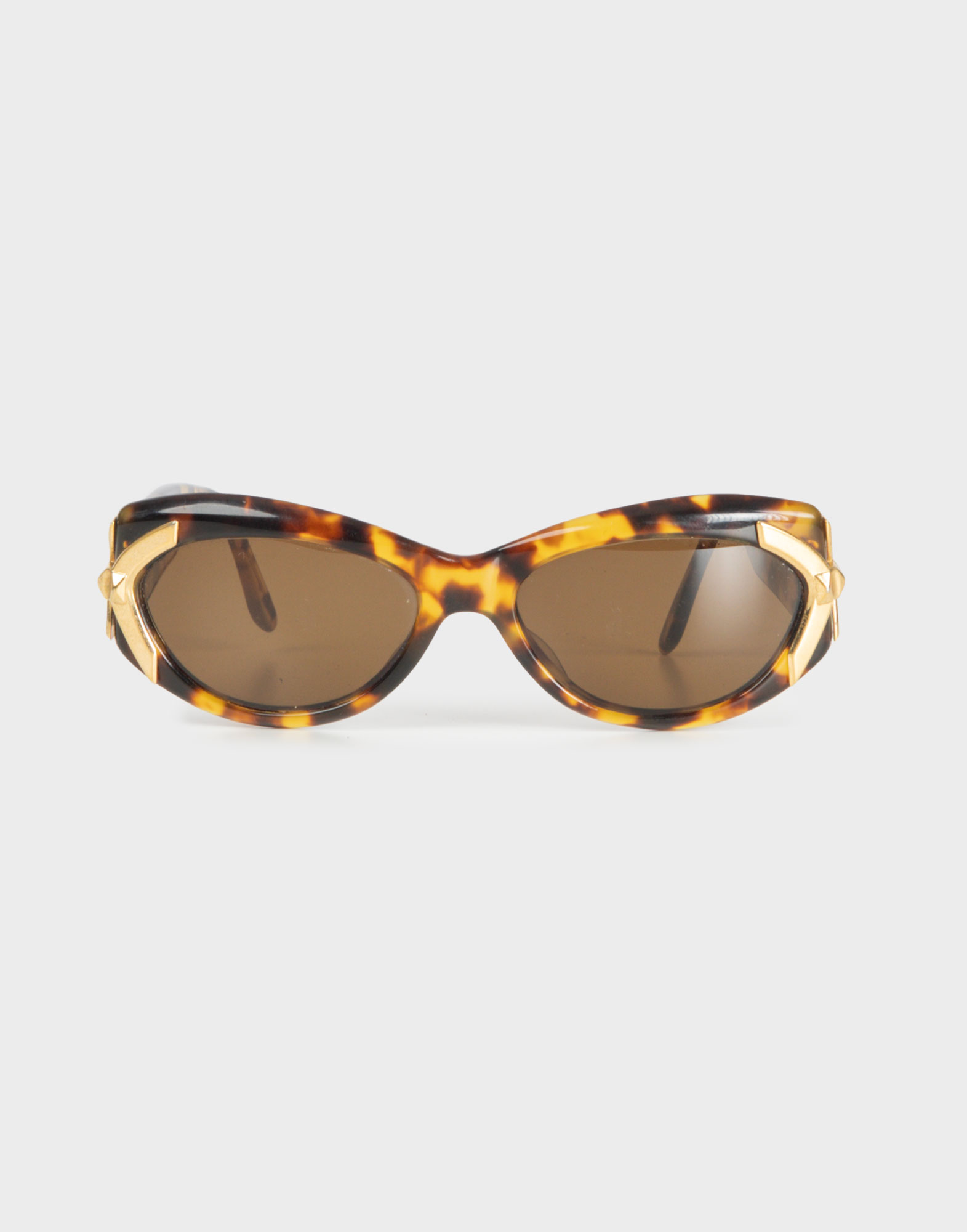 Rectangular brown and orange vintage glasses with gold details