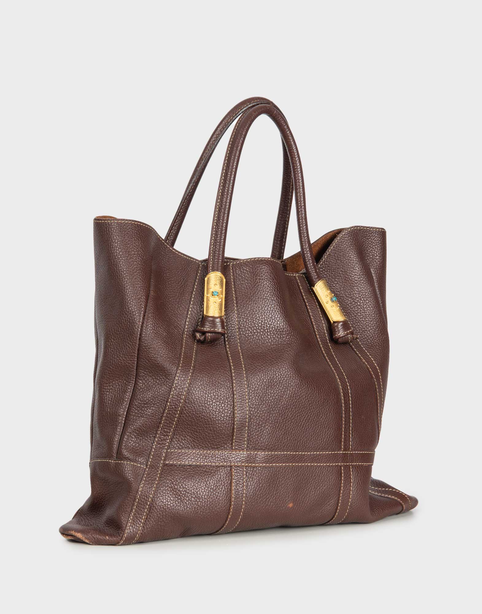 Valentino - Borsa a spalla marrone in pelle - immagine 2
