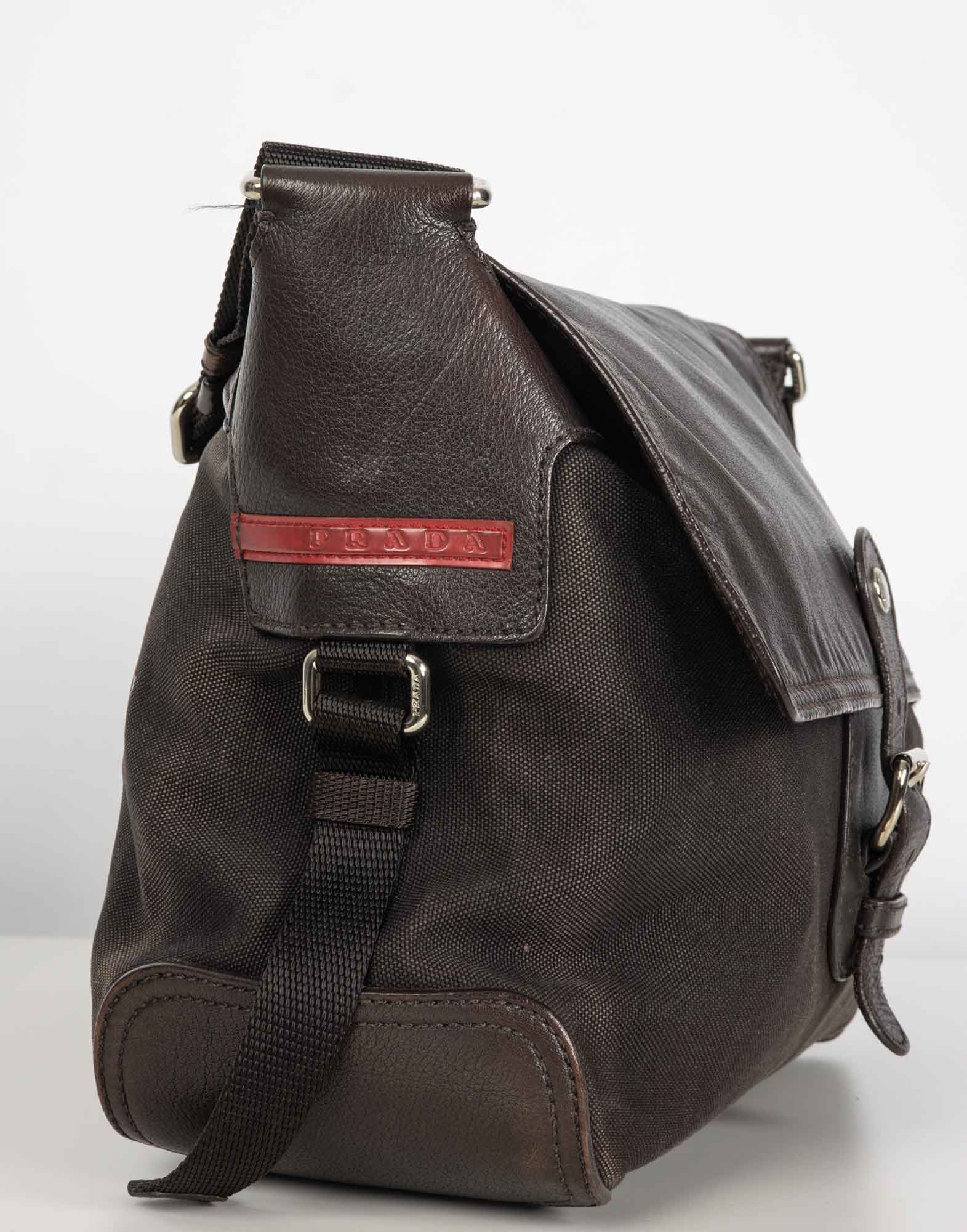 Prada - Brown canvas and leather bag - Image 5