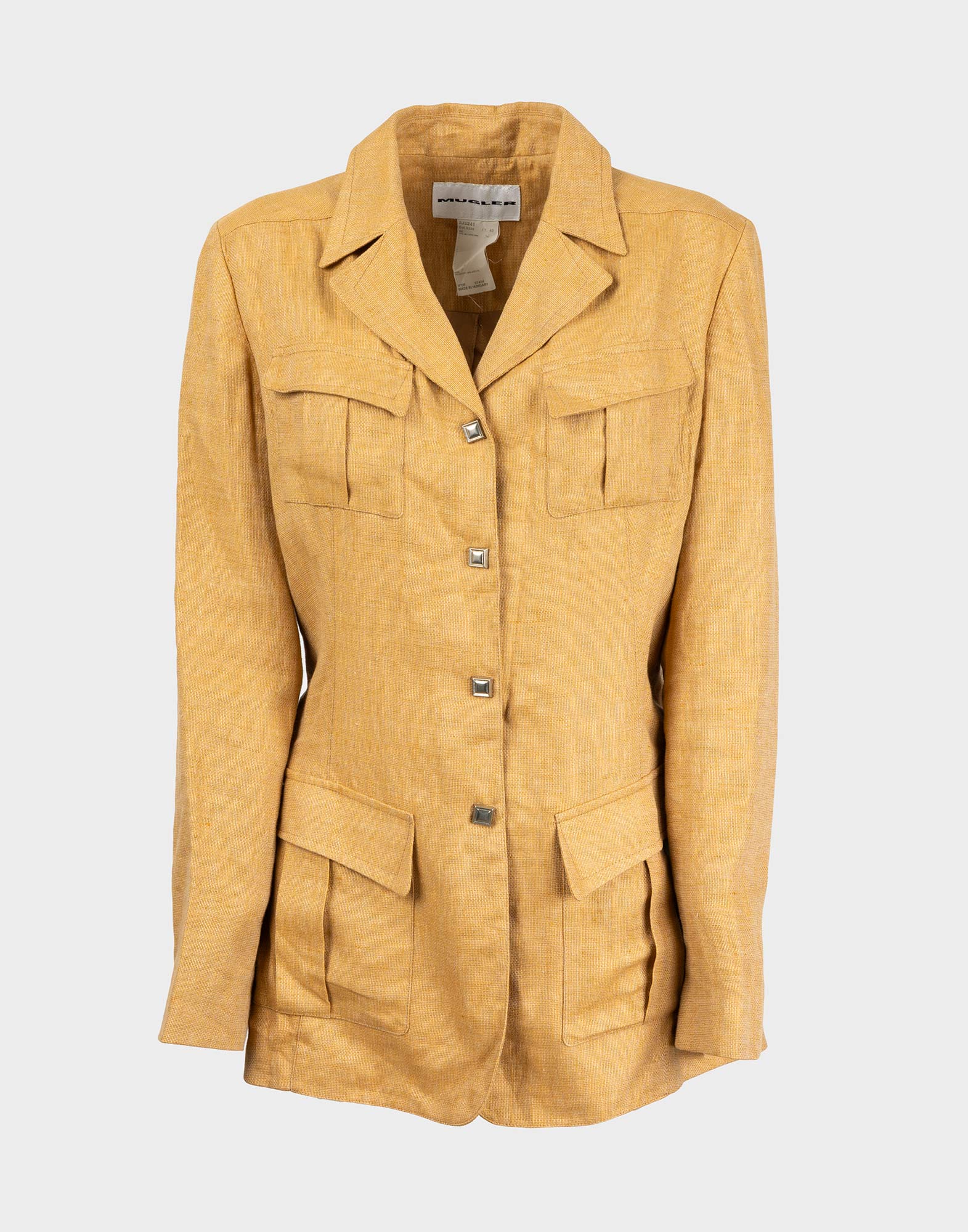 mugler ladies' long-sleeved beige jacket, front button fastening, four front pockets