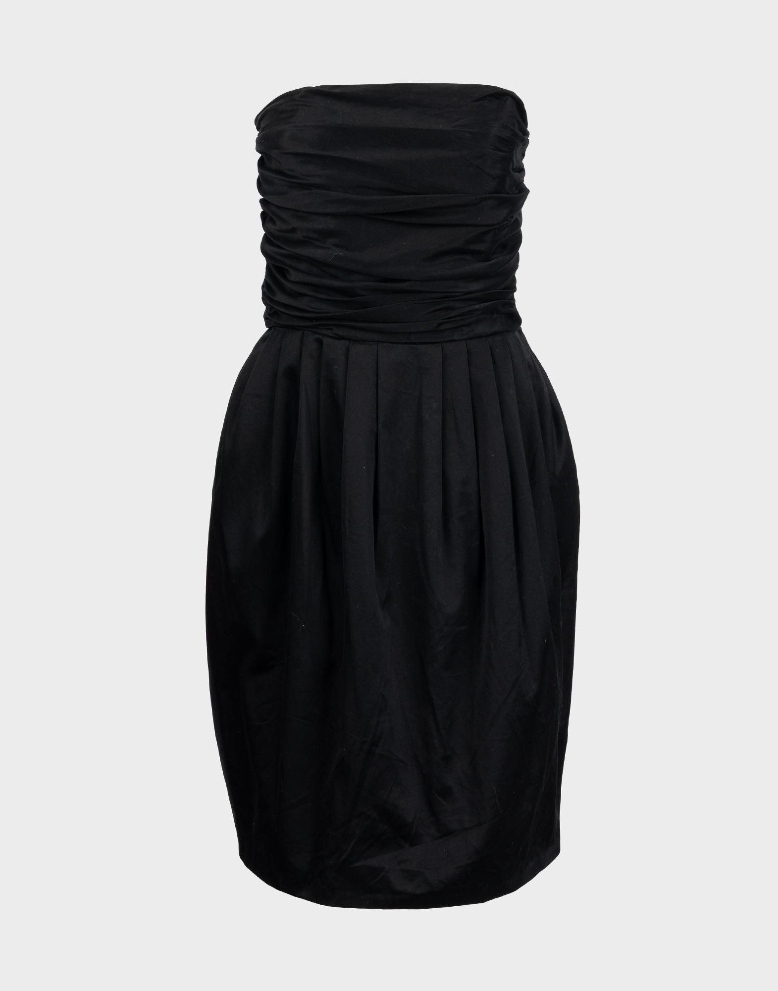 mini abito nera da donna in cotone a fascia con gonna a palloncino