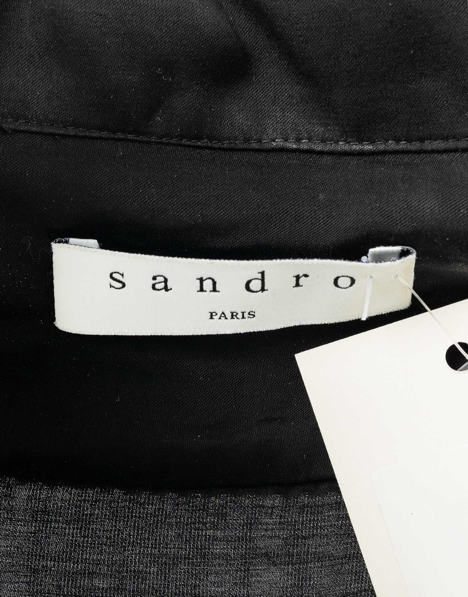 Sandro Paris - Camicia nera in viscosa con ricamo - immagine 3