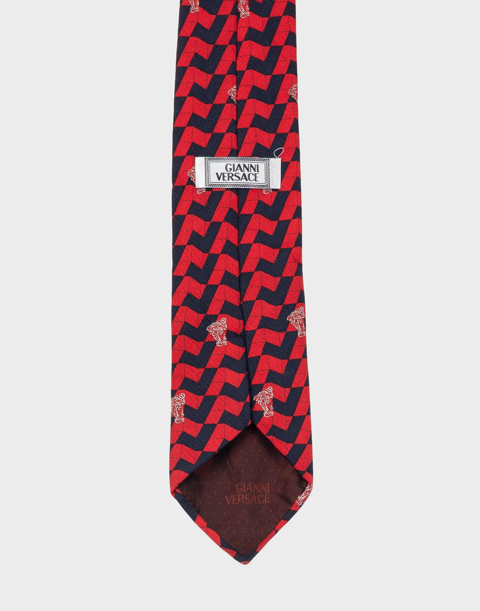 Gianni Versace - Red and blue 80s patterned tie - Image 4