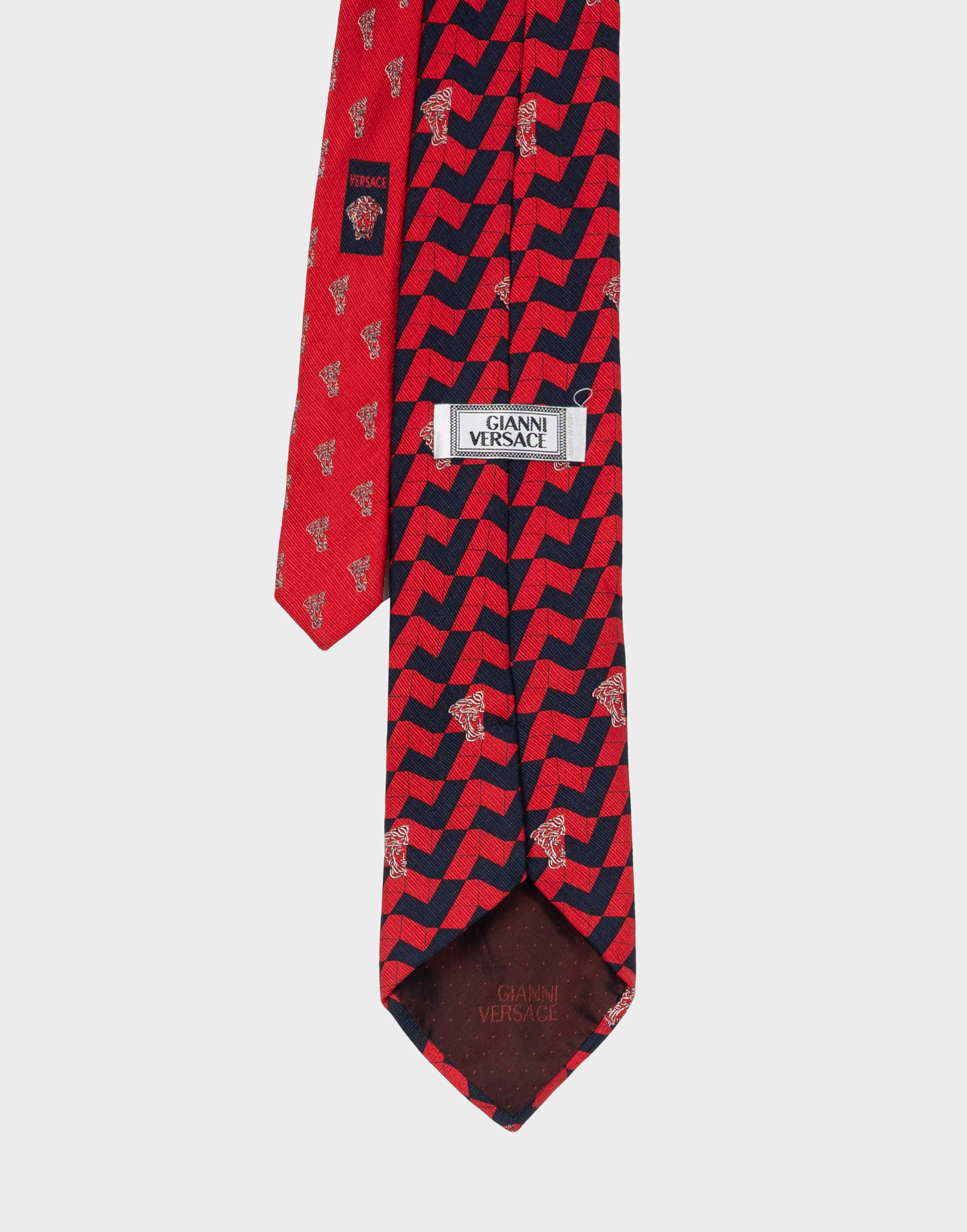 Gianni Versace - Red and blue 80s patterned tie - Image 3
